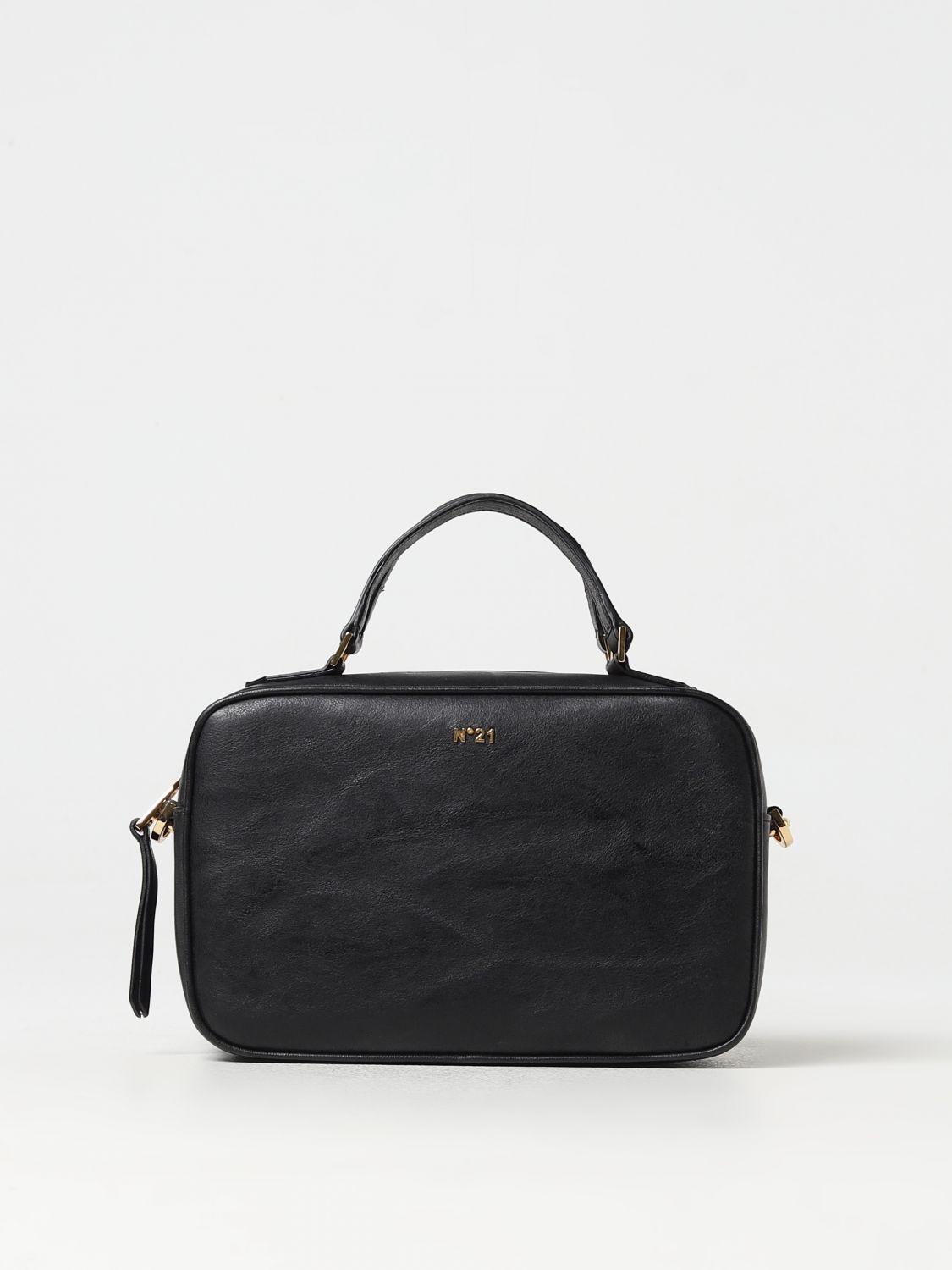Shop N°21 Bag In Used Leather With Shoulder Strap In Black