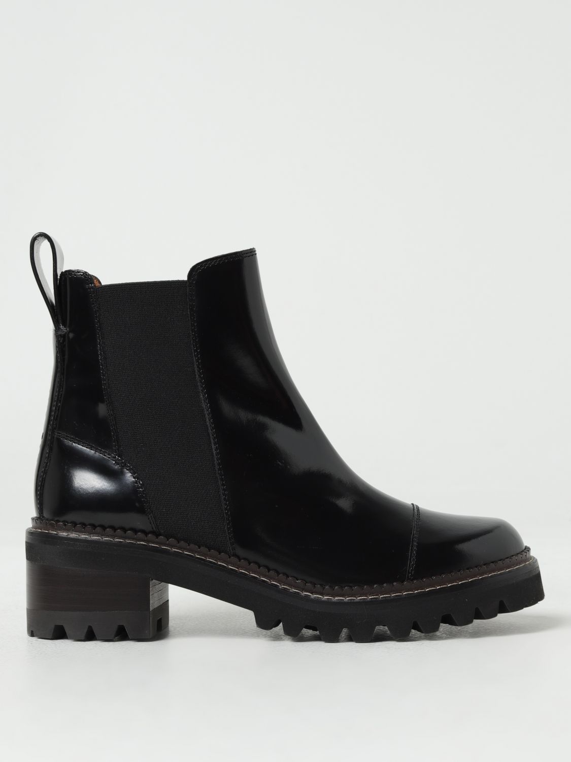 See By Chloé Mallory Ankle Boots In Brushed Leather In Black