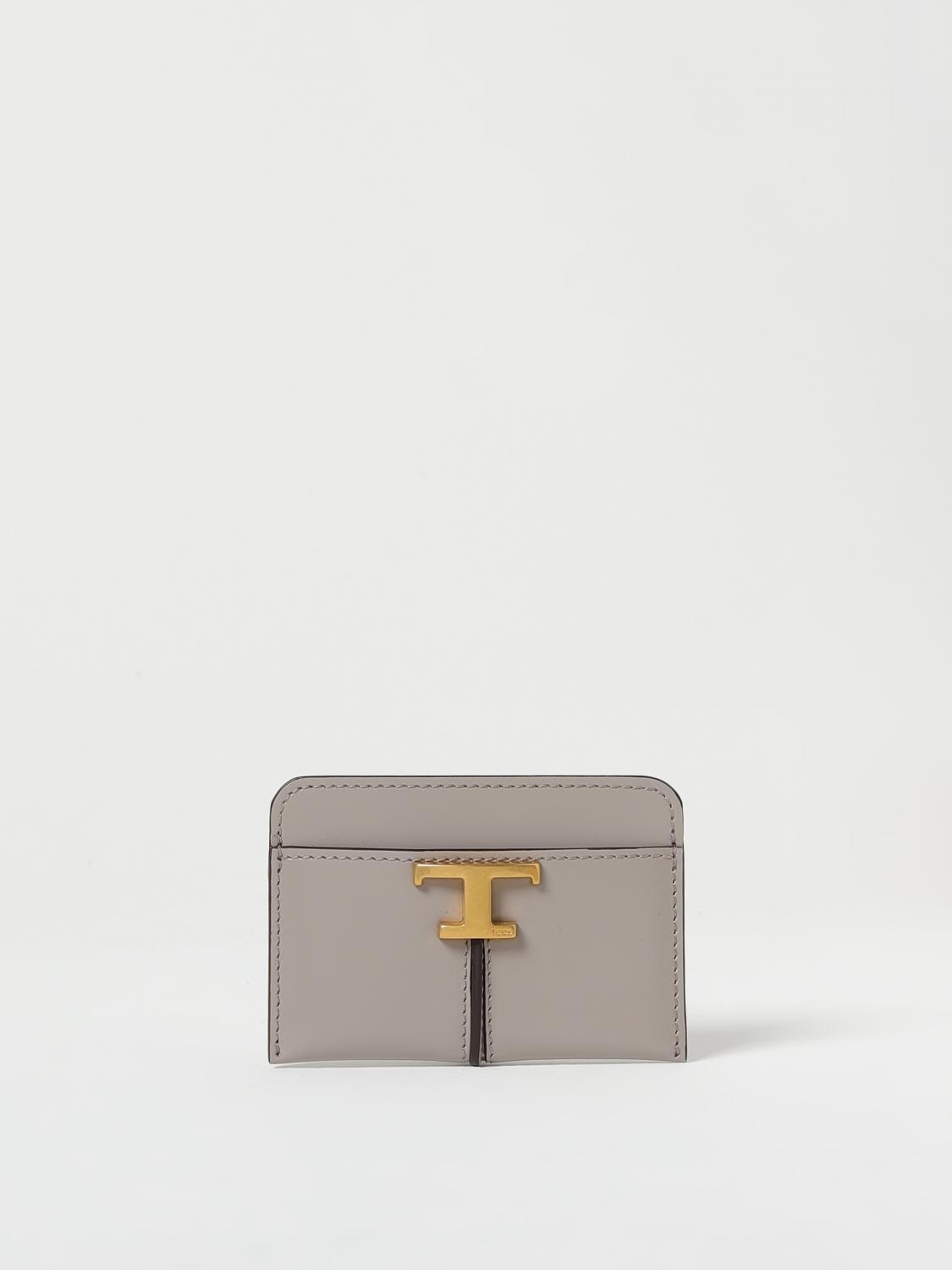 Tod's Credit Card Holder In Brushed Leather In Grey