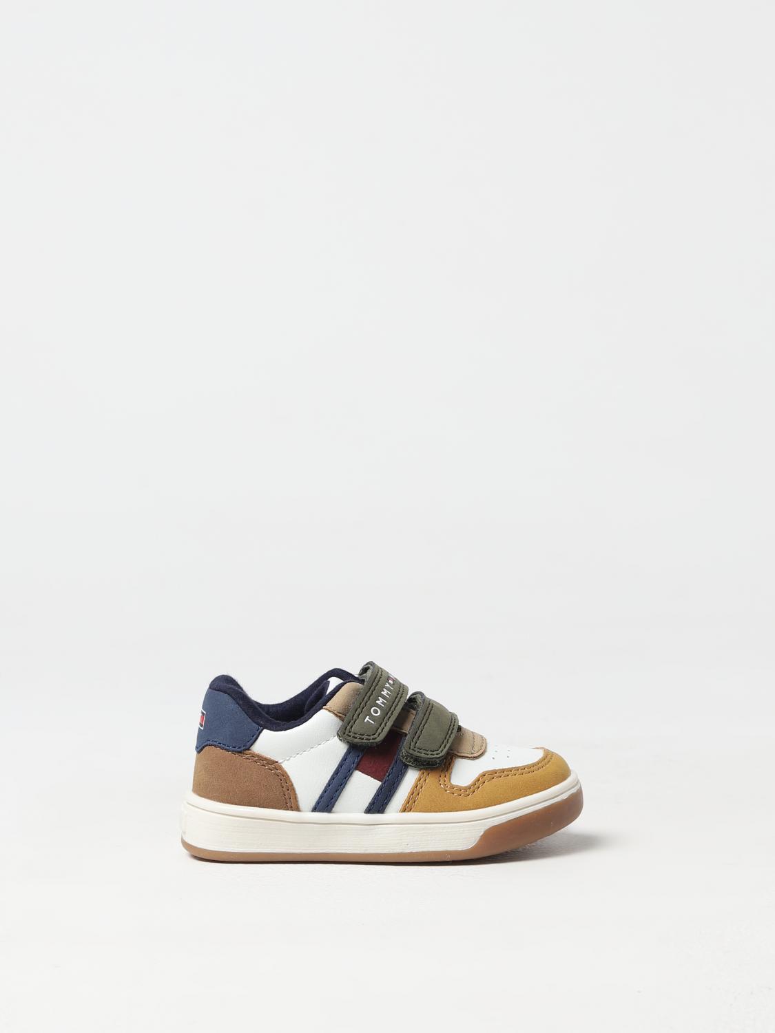 Tommy Hilfiger Kids' Sneakers In Recycled Synthetic Leather With Velcro In 奶白色