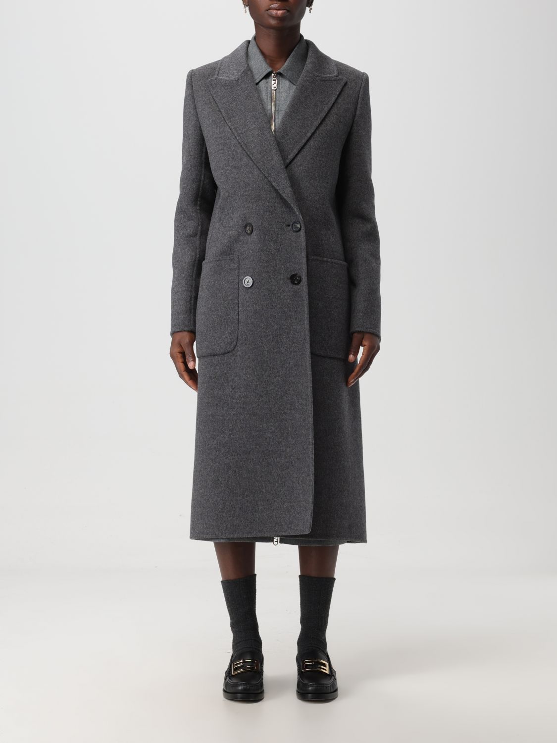 Coat FENDI Woman colour Grey