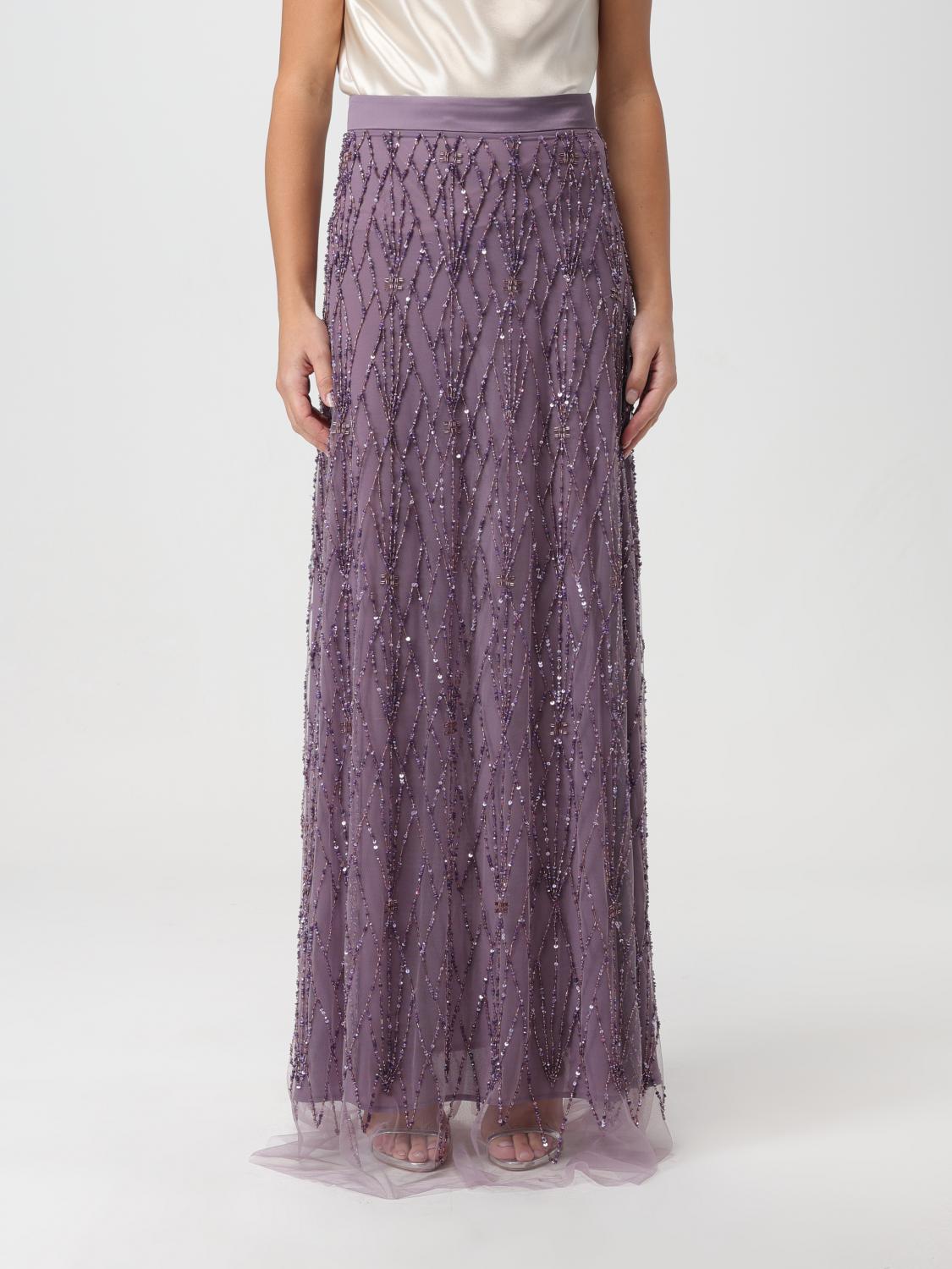 Elisabetta Franchi Sequin-embellished Tulle Maxi Skirt In Violet