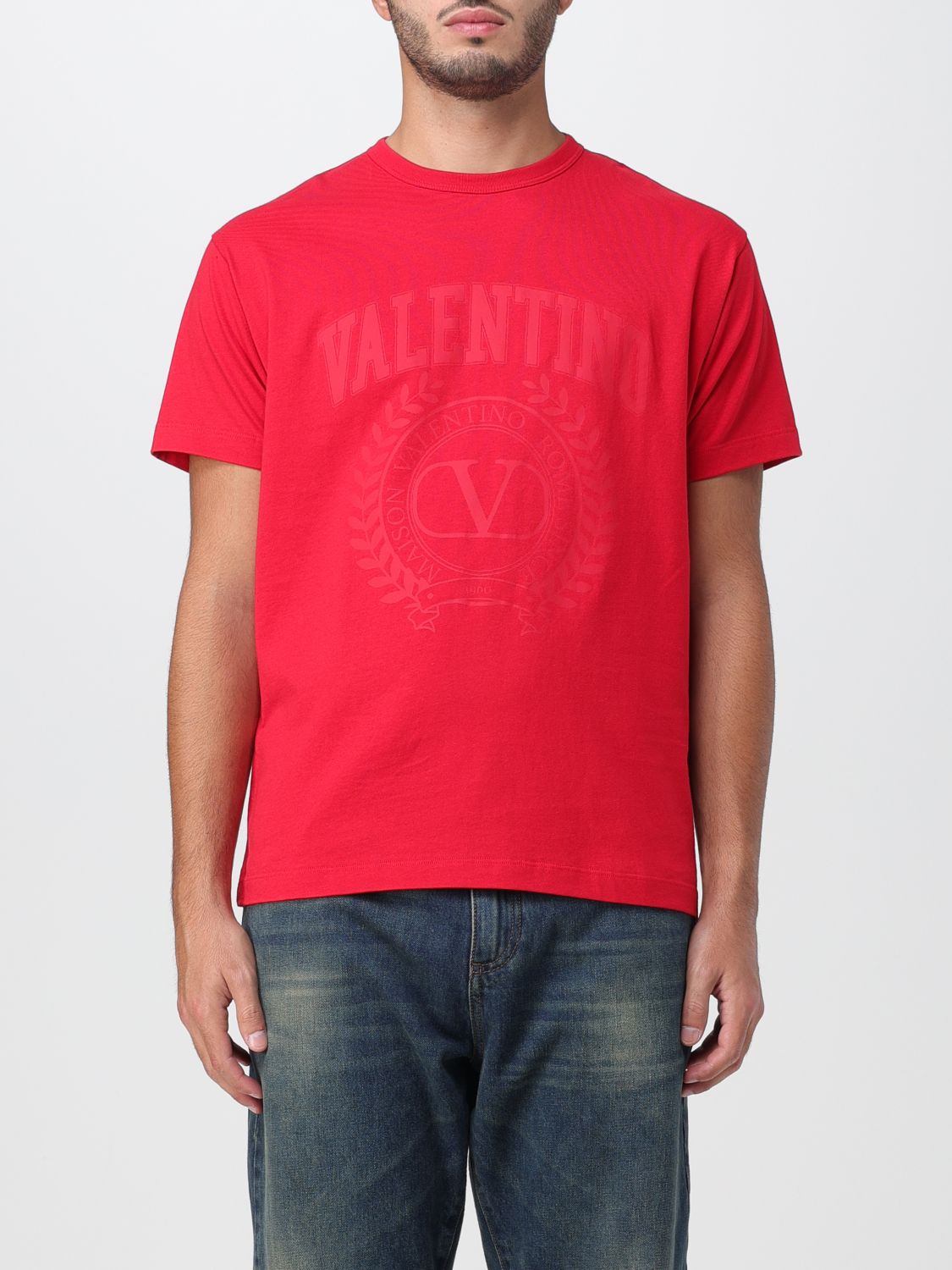 Shop Valentino T-shirt  Men Color Red