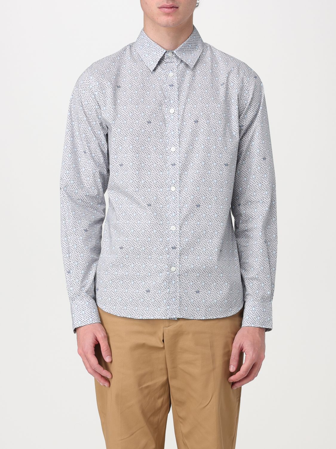 Maison Kitsuné Shirt In Cotton Poplin With Print In Navy