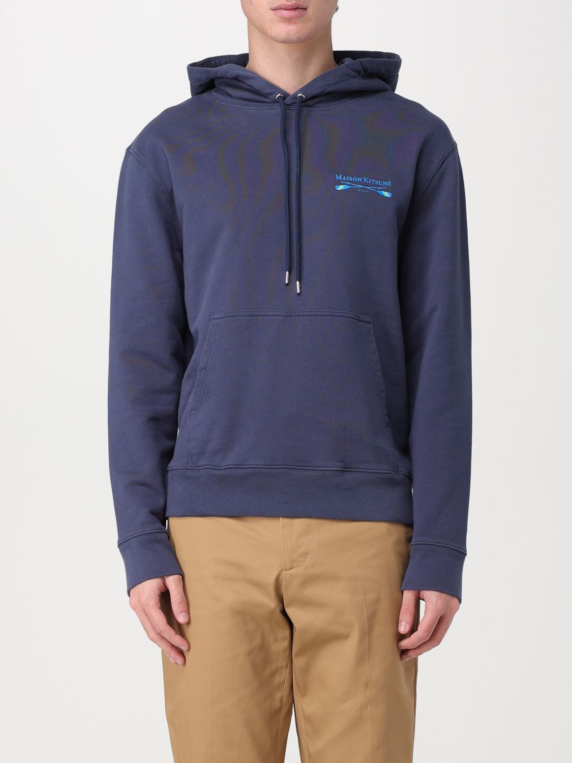 Shop Maison Kitsuné Sweatshirt In Cotton With Embroidery In Blue