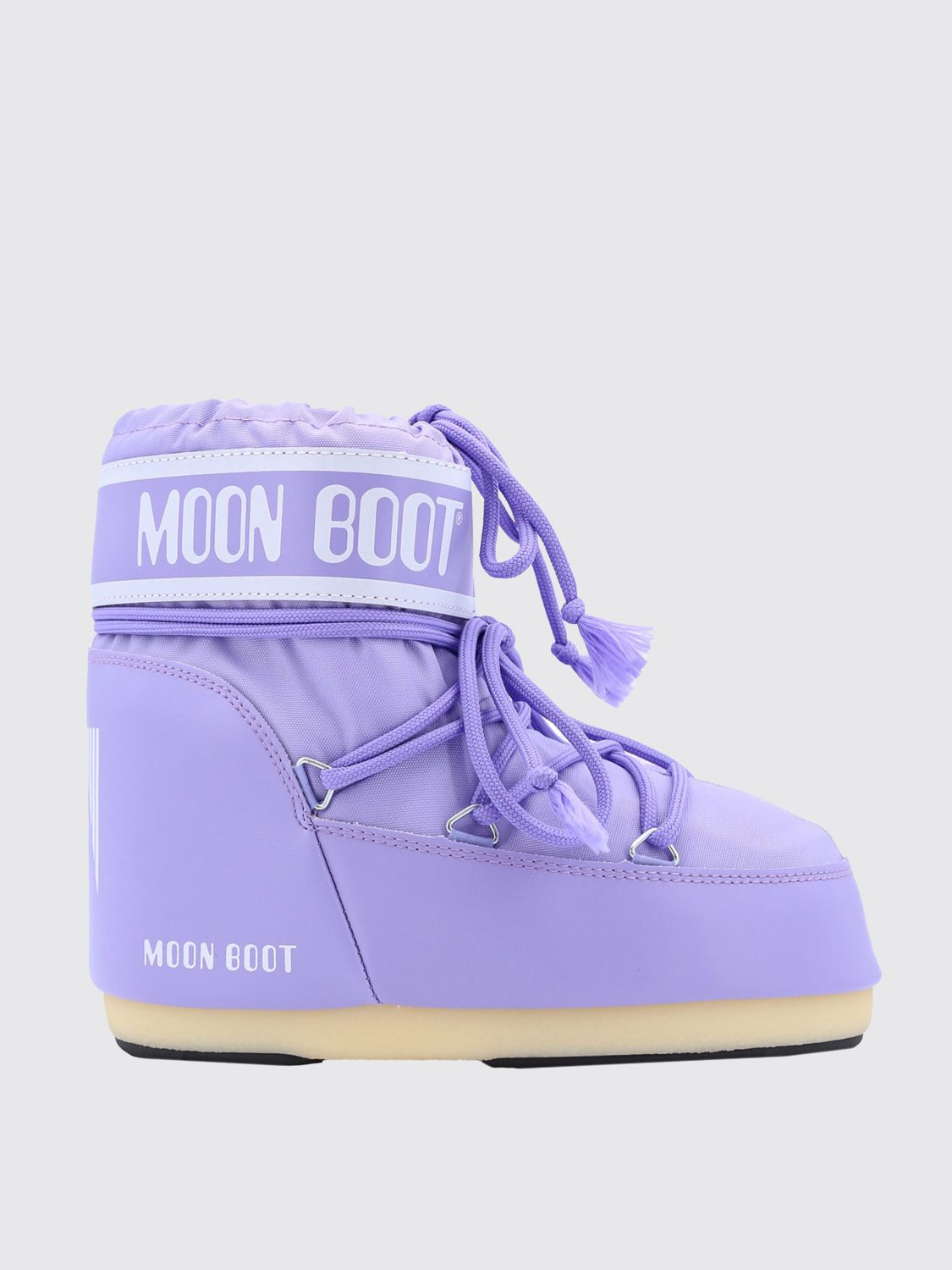 Moon Boot Mb Icon Low Nylon Woman Ankle Boots Lilac Size 8-9.5 Textile Fibers