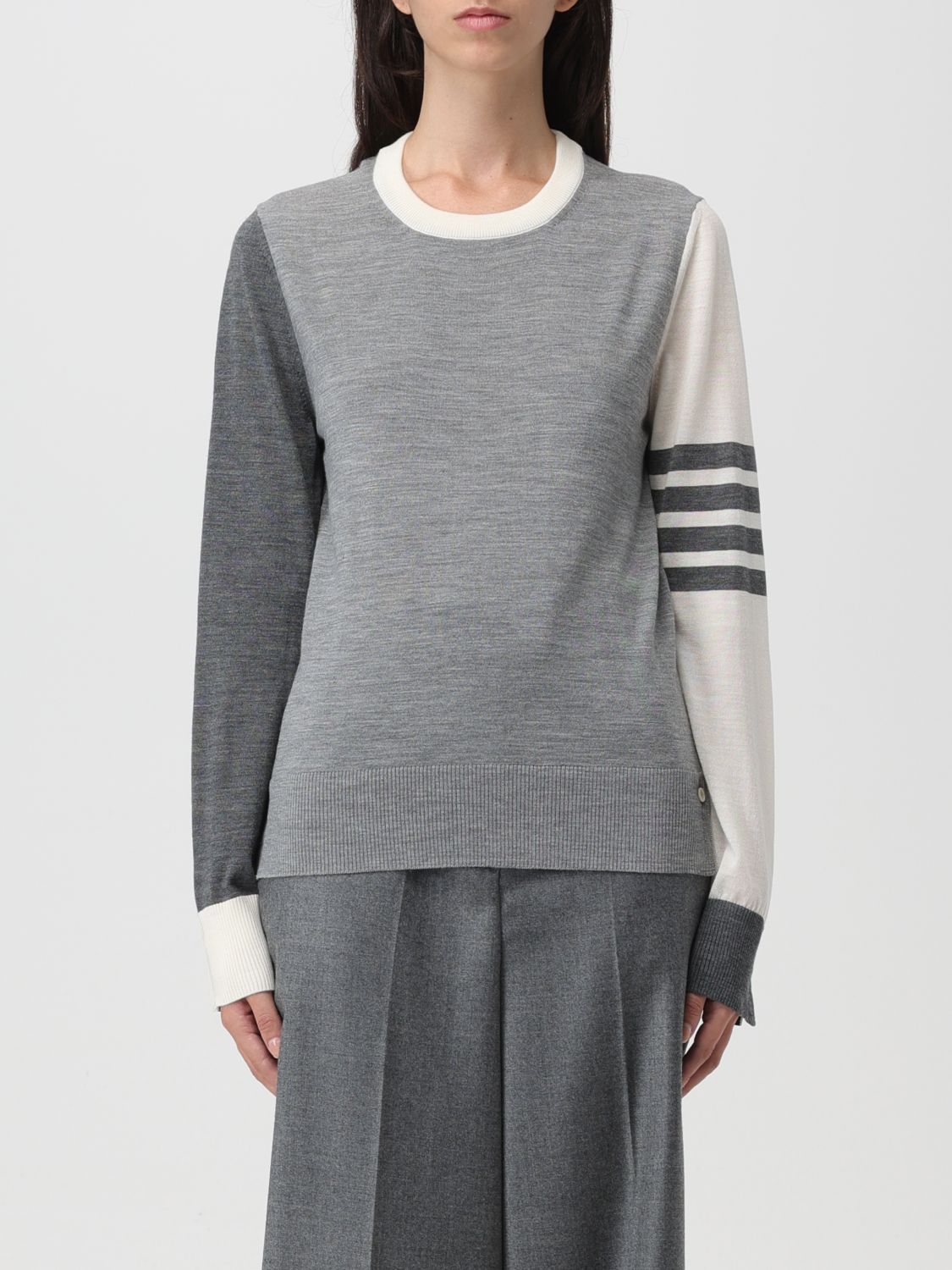 Shop Thom Browne Sweater In Wool Blend In Grey