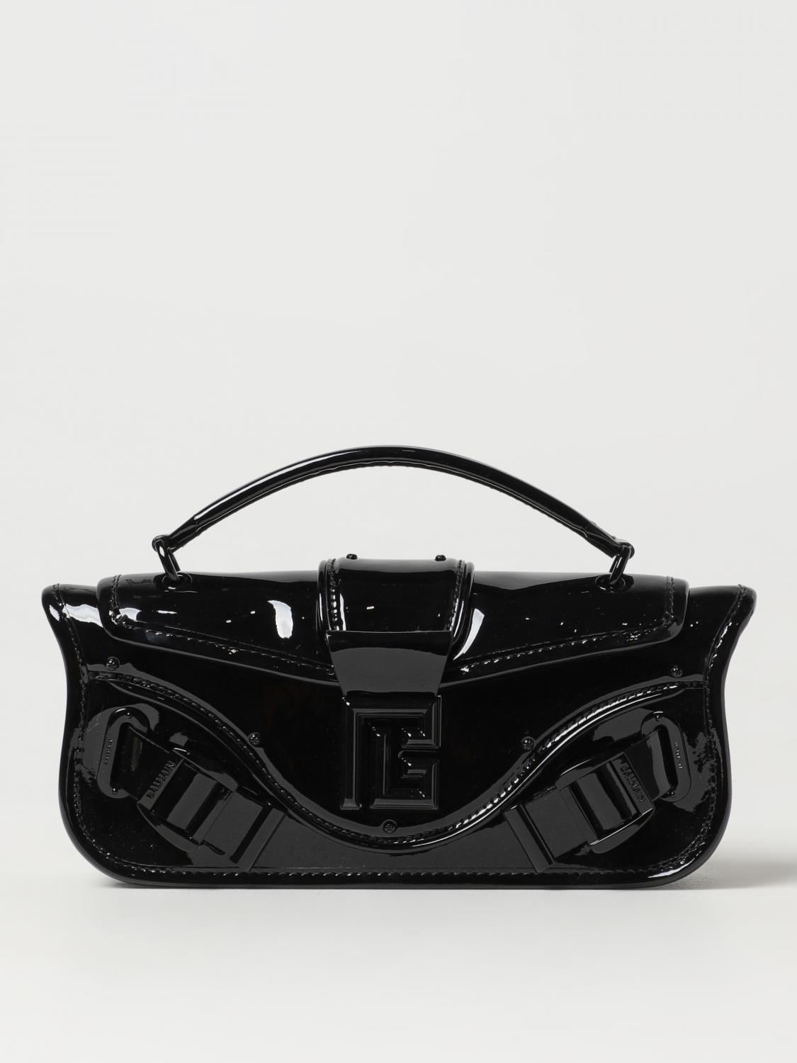 Balmain Detachable Strap Leather Clutch Bag In Black