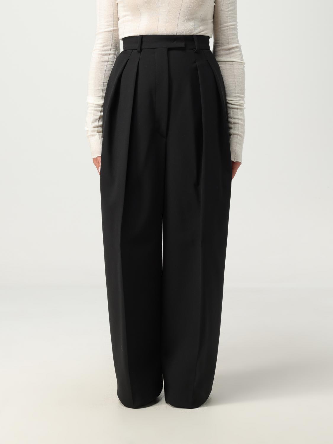 Max Mara Wool Blend Wide Pants In Black