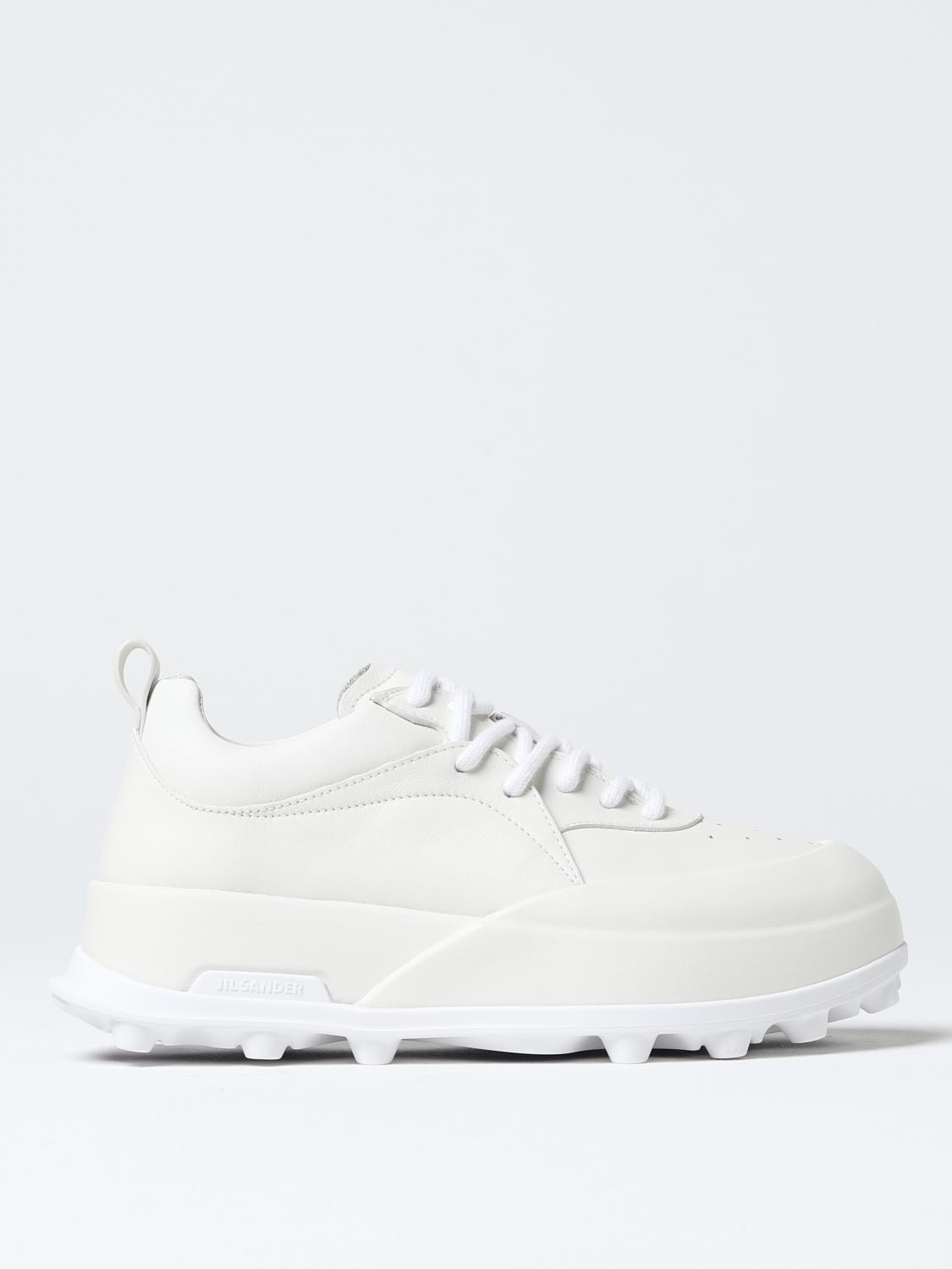 Jil Sander Orb Leather Sneakers In White