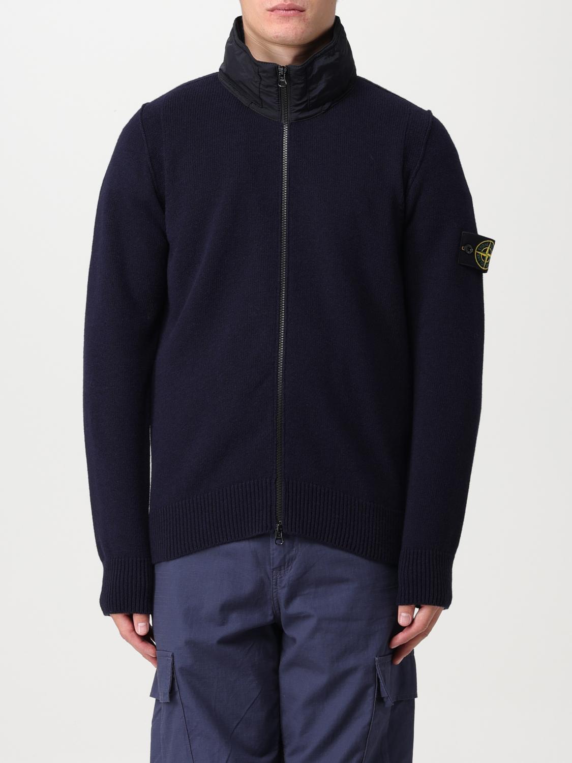 Stone Island Certified Virgin Wool Cardigan In Black