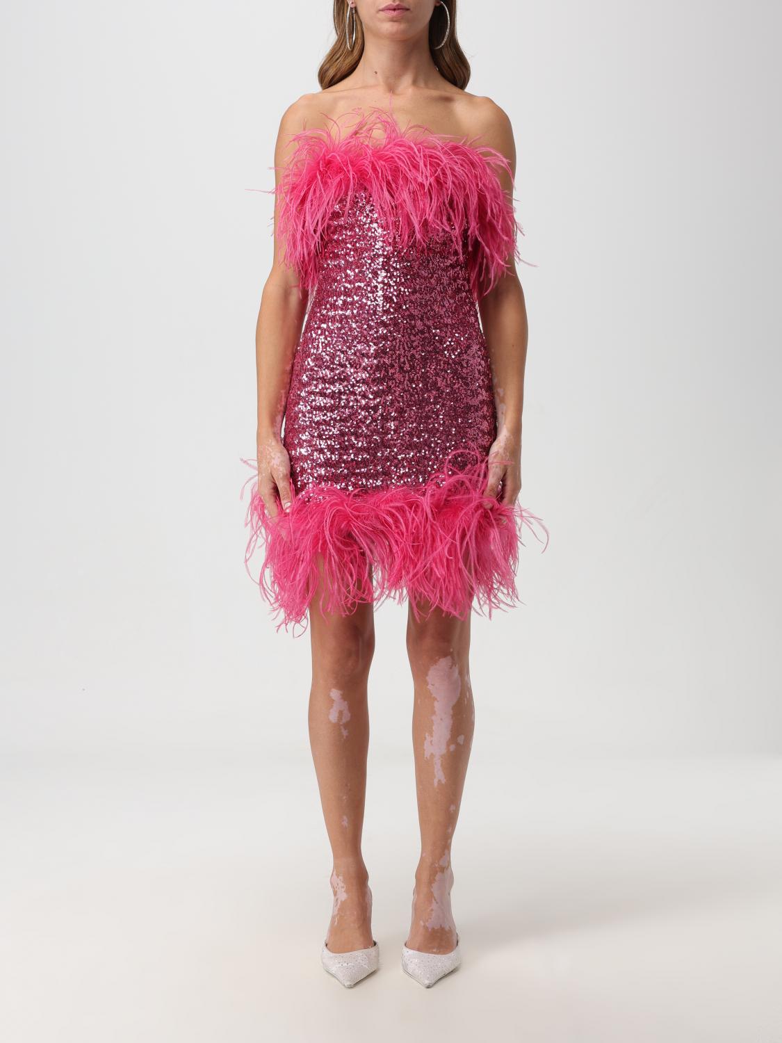 Oseree Feather-trimmed Sequined Minidress In Pink