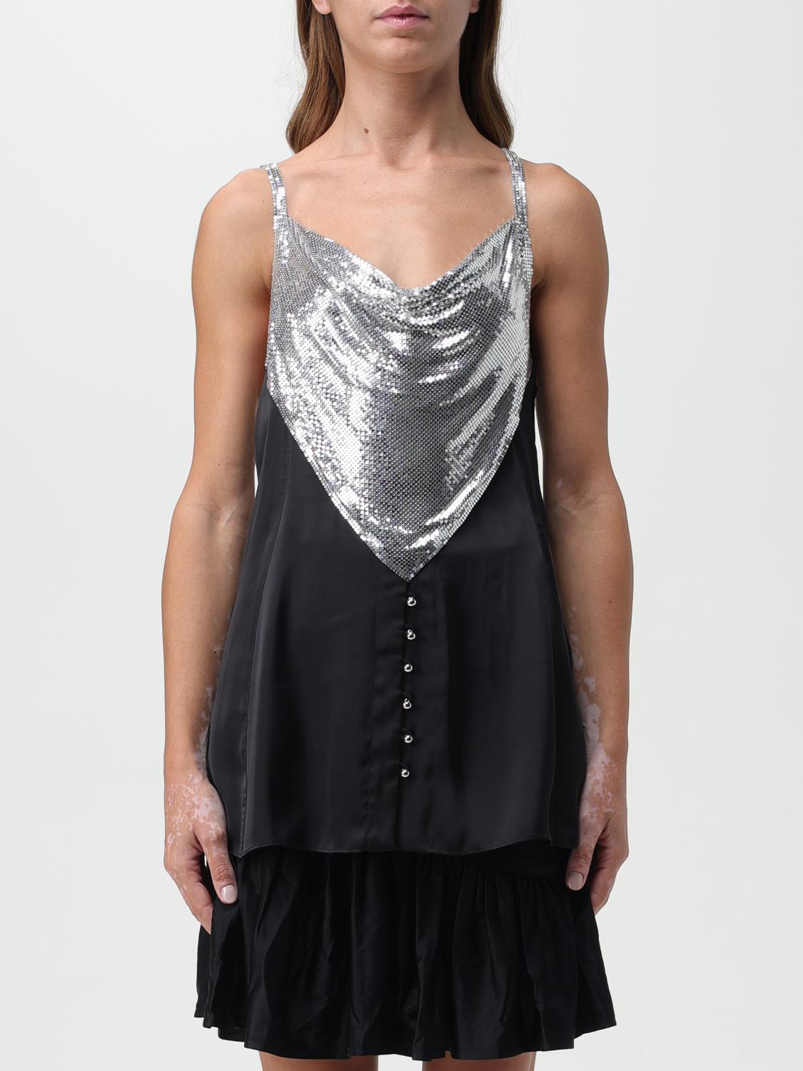 Rabanne Top With Sequin Embellishment And Draped Neckline In Black
