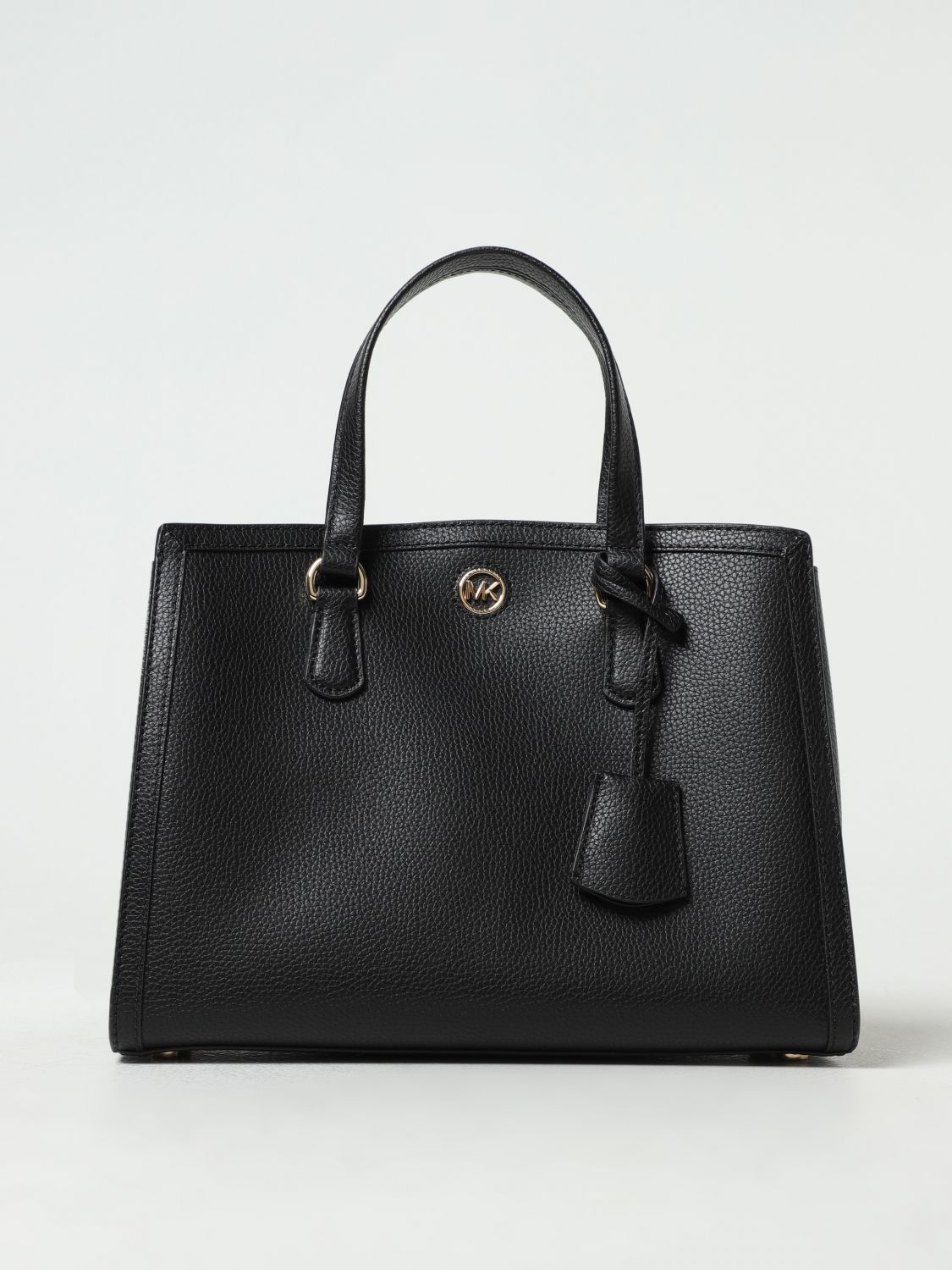 Shop Michael Kors Chantal Grained Leather Bag In Black