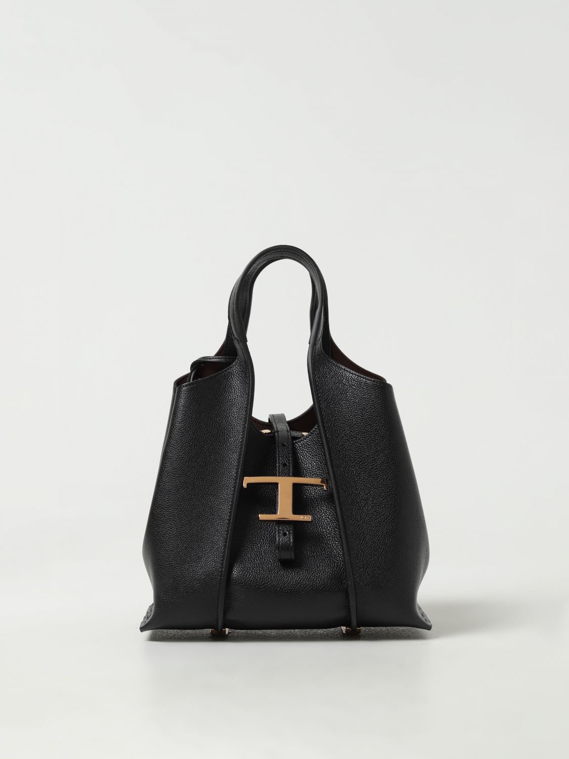 Tod's T Timeless Grained Leather Bag In Schwarz