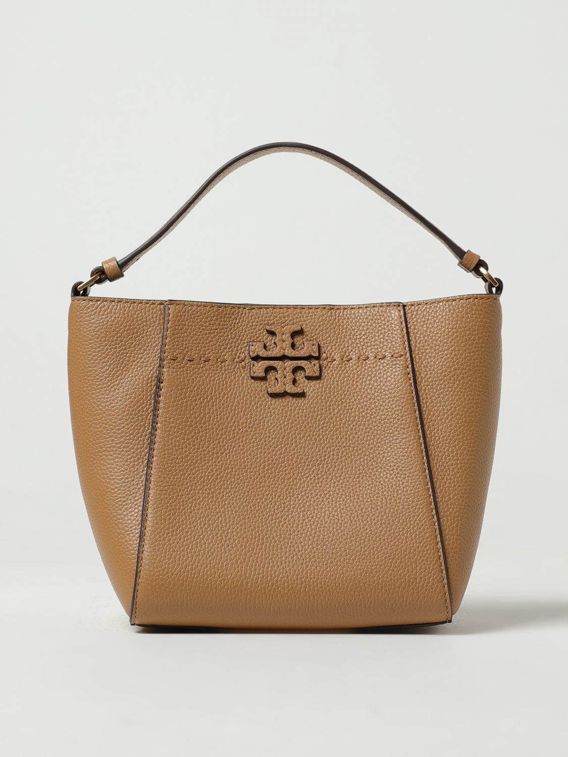 TORY BURCH McGraw bag in grained leather Brown Tory Burch