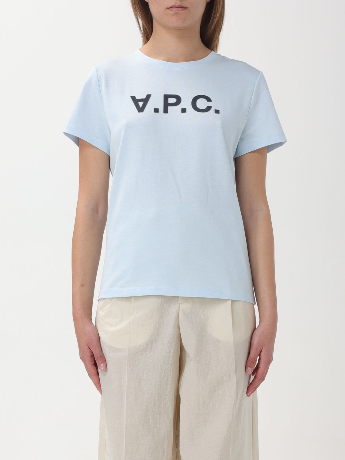 Shop Apc T-shirt A.p.c. Woman Color Gnawed Blue