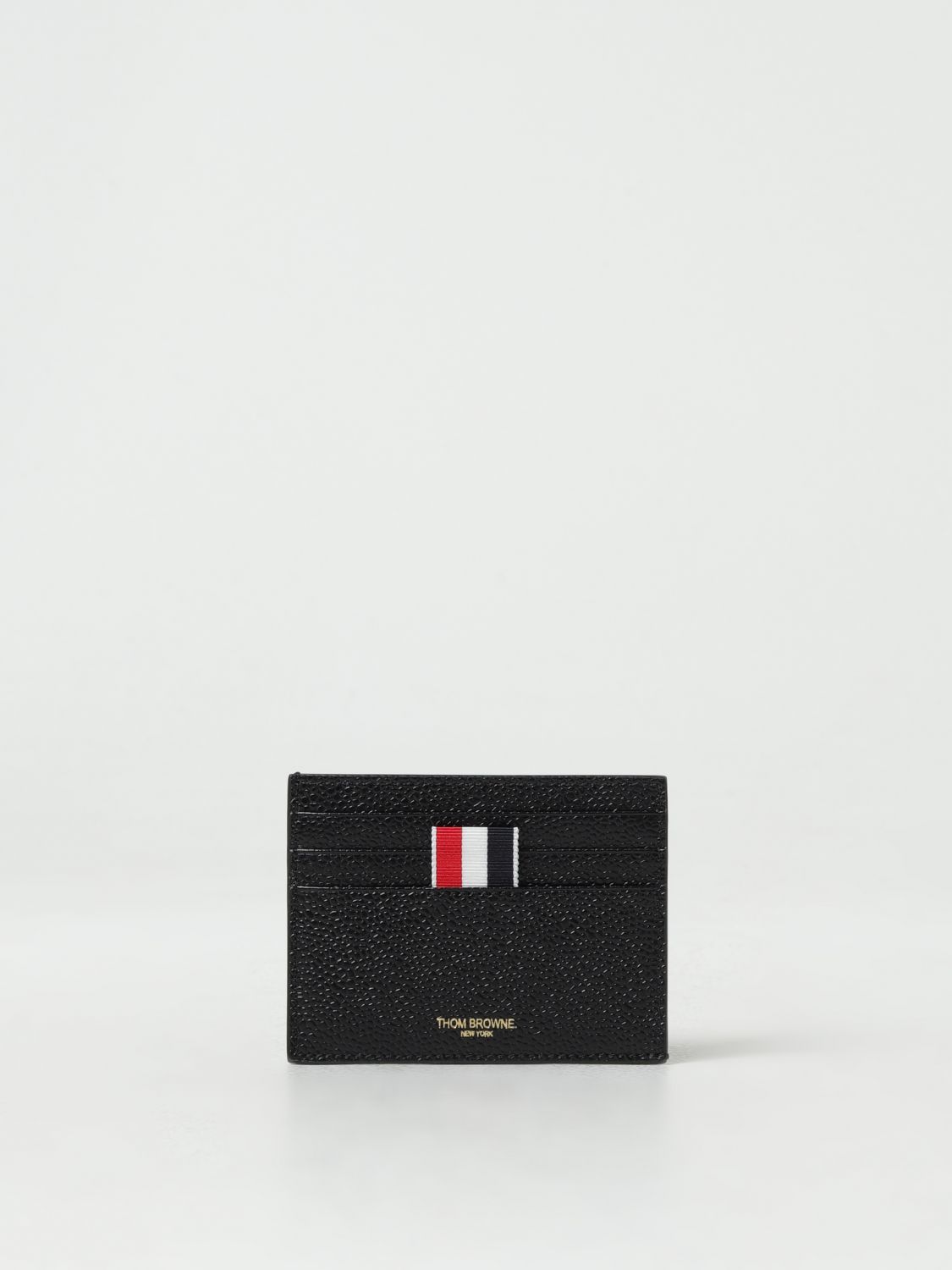 Shop Thom Browne Grained Leather Credit Card Holder In Black