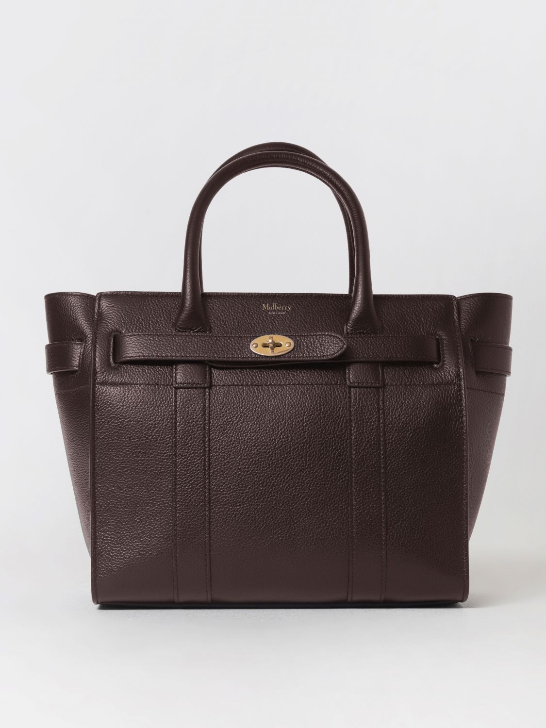 Shop Mulberry Bayswater Bag In Grained Leather With Shoulder Strap In Wine