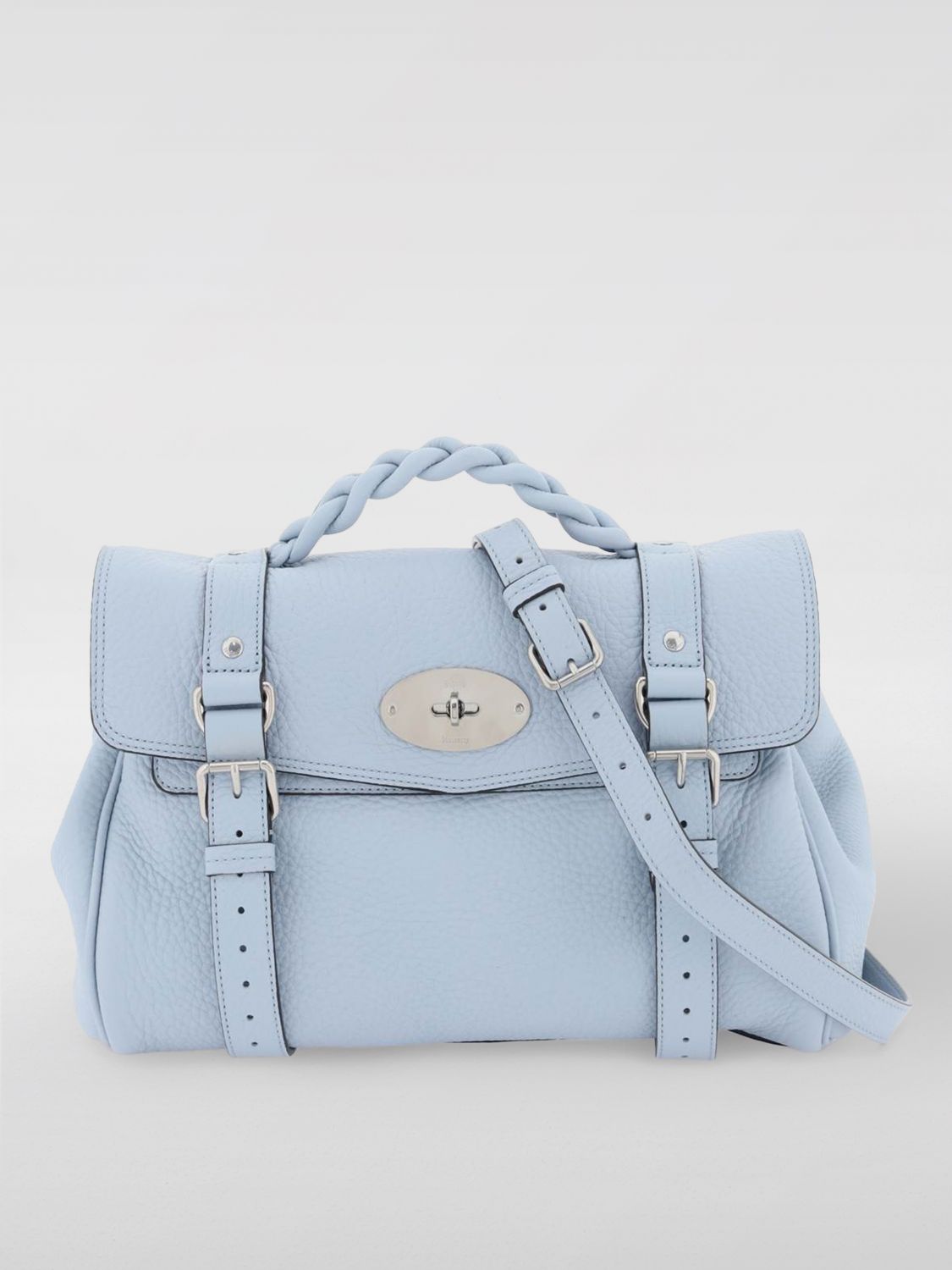 Shop Mulberry Alexa Bag In Grained Leather In Blue