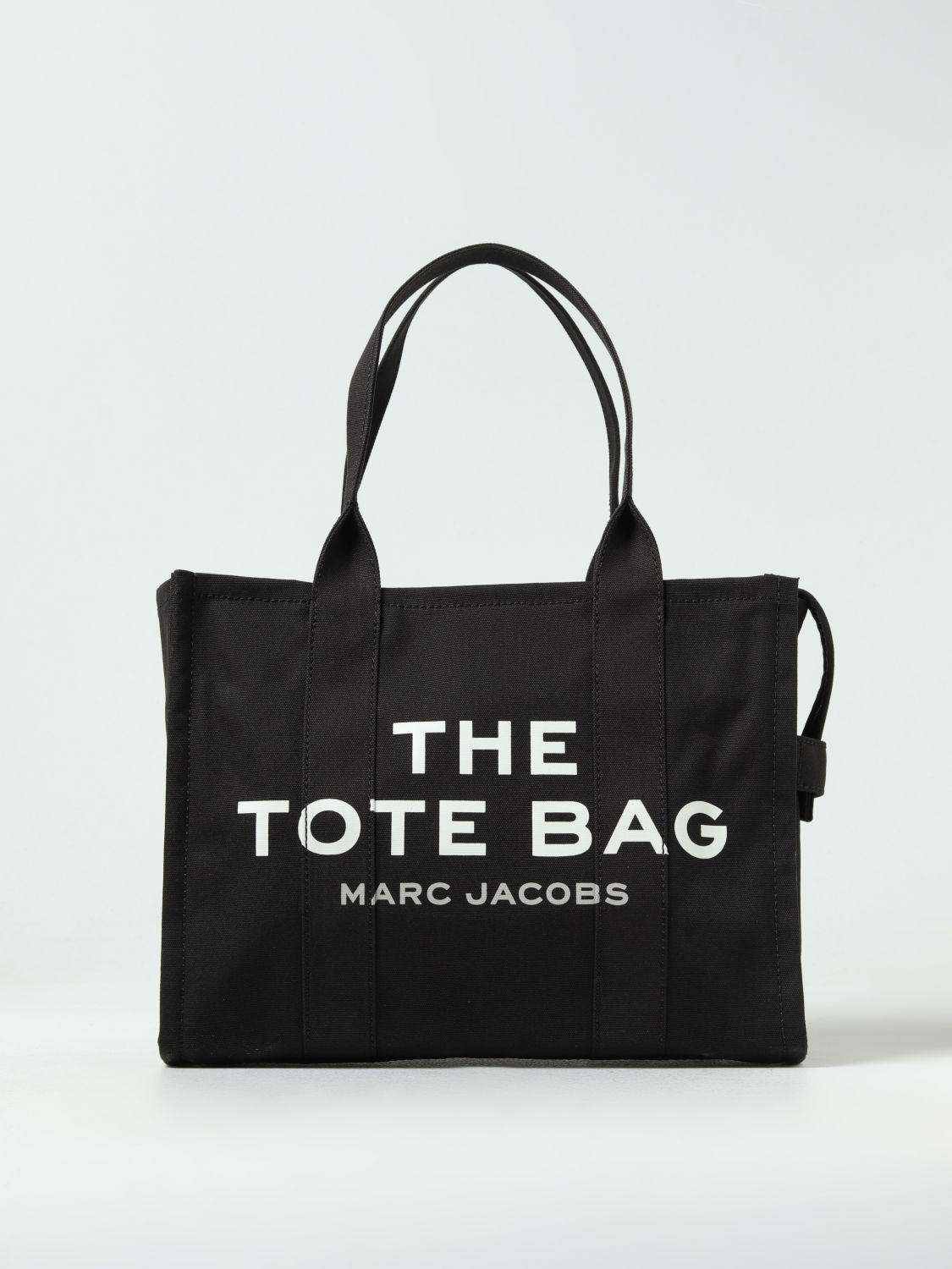 Shop Marc Jacobs The Large Tote Bag In Canvas With Jacquard Logo In Black