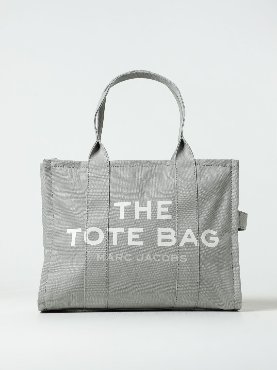 Shop Marc Jacobs The Large Tote Bag In Canvas With Jacquard Logo In Grey