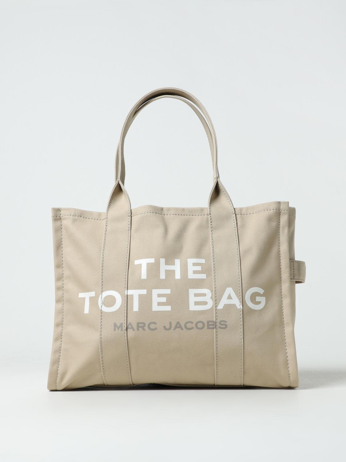 Shop Marc Jacobs The Large Tote Bag In Canvas With Jacquard Logo In Beige