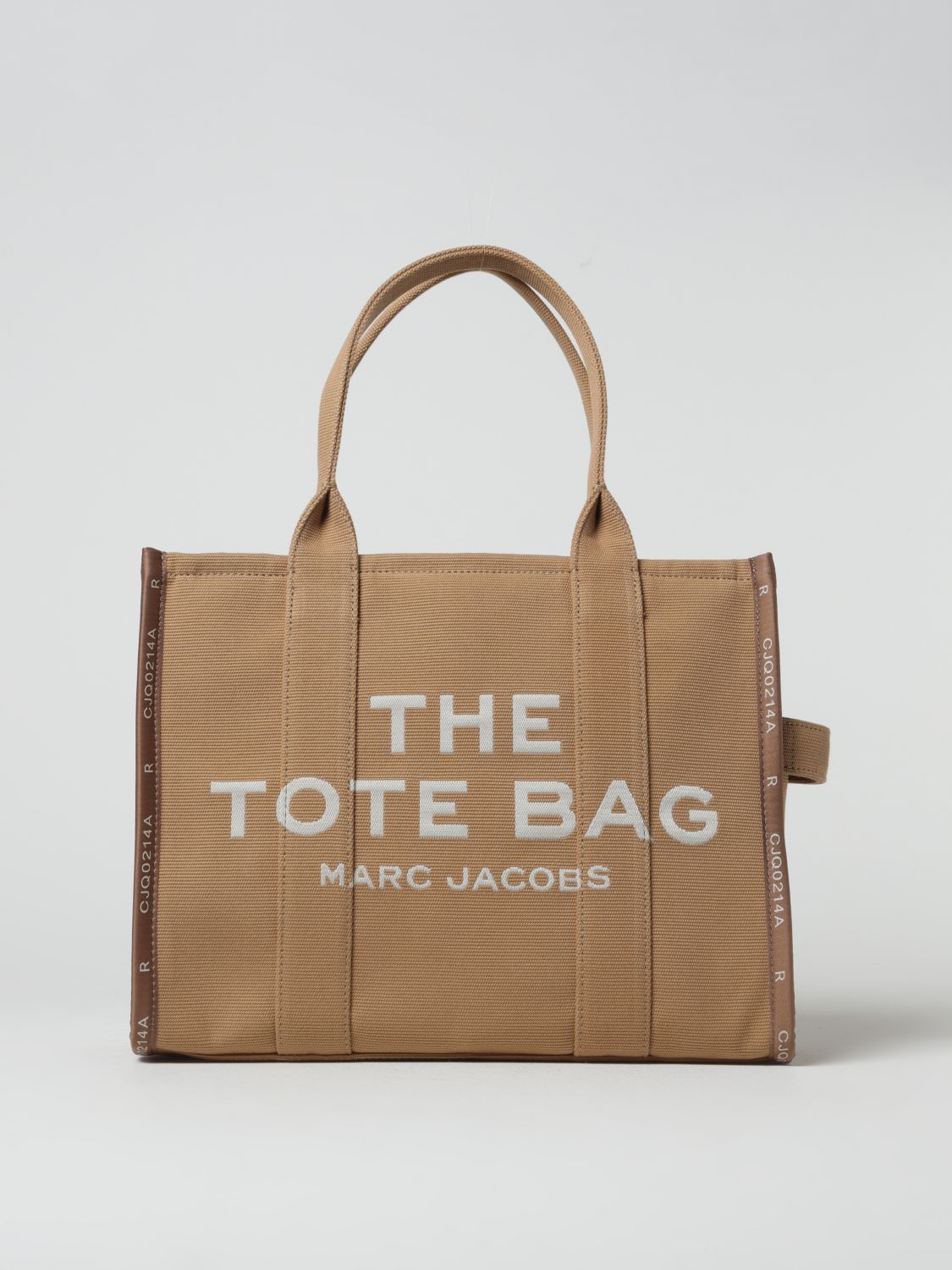 Shop Marc Jacobs Ithe Large Tote Bag N Canvas With Jacquard Logo In Brown