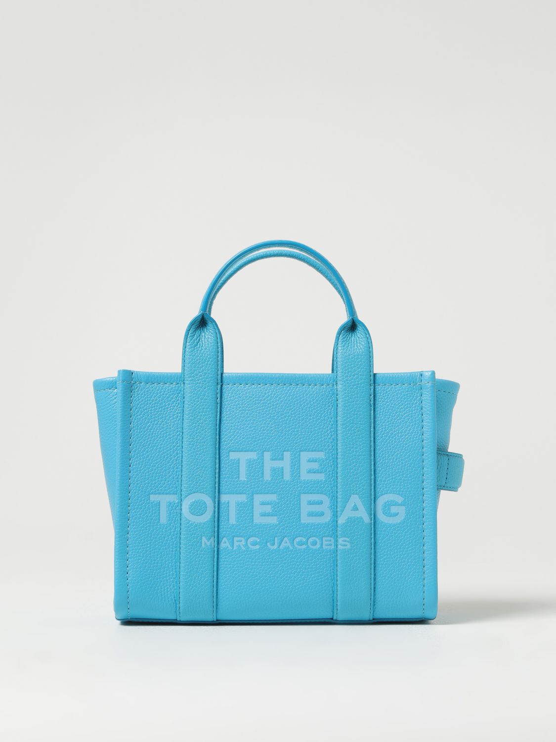 Shop Marc Jacobs The Small Tote Bag In Grained Leather In Gnawed Blue