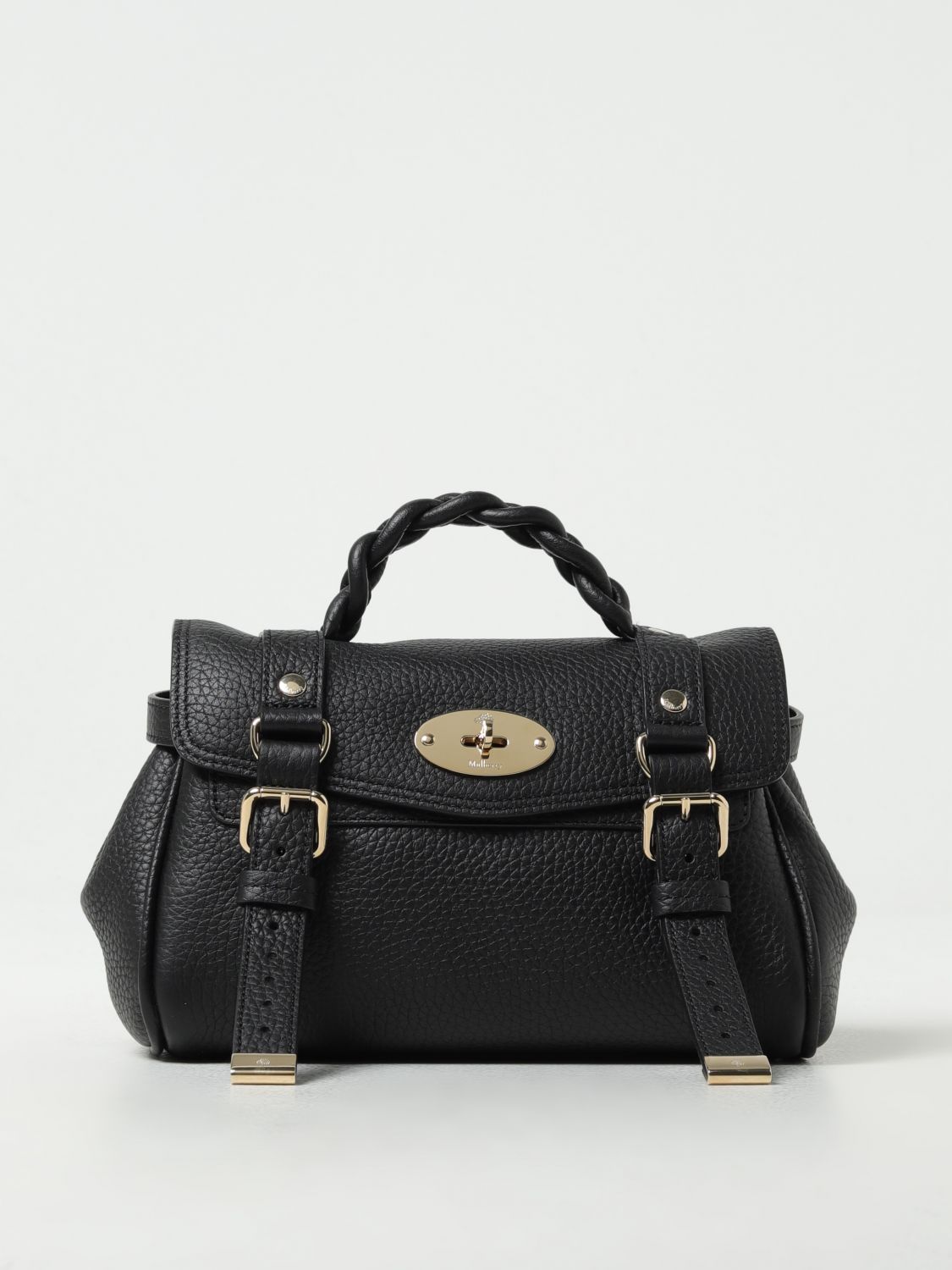 Shop Mulberry Alexa Bag In Grained Leather In Black