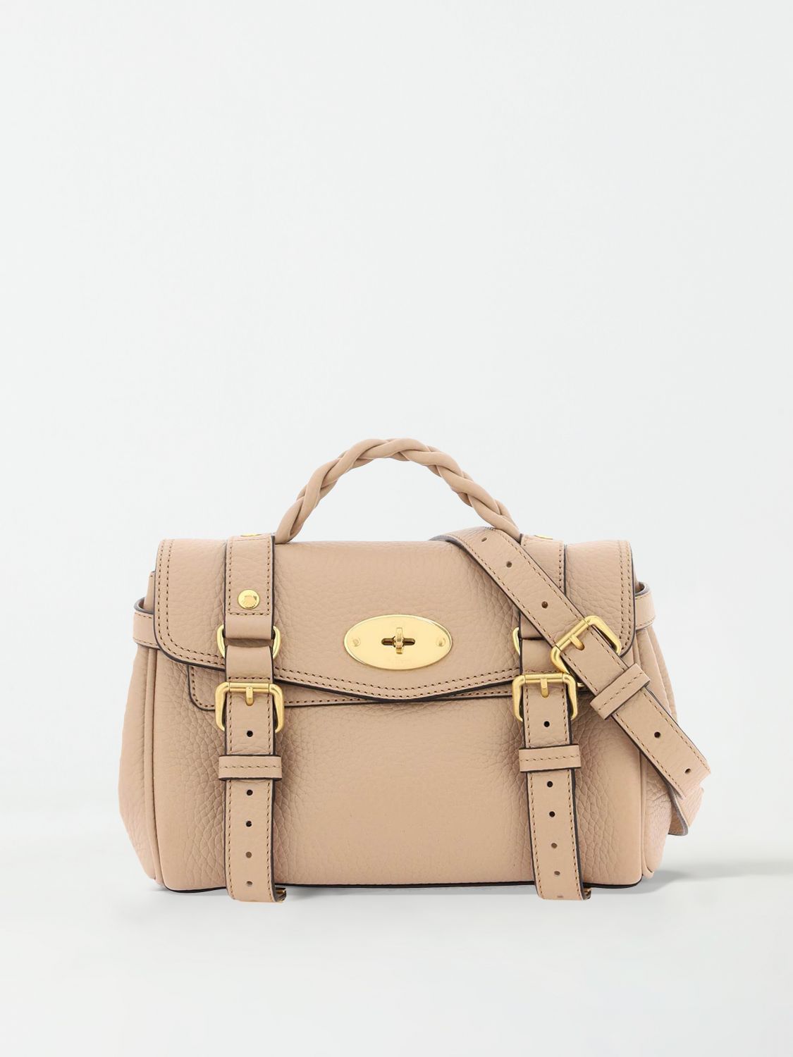 Shop Mulberry Alexa Bag In Grained Leather In Hazel