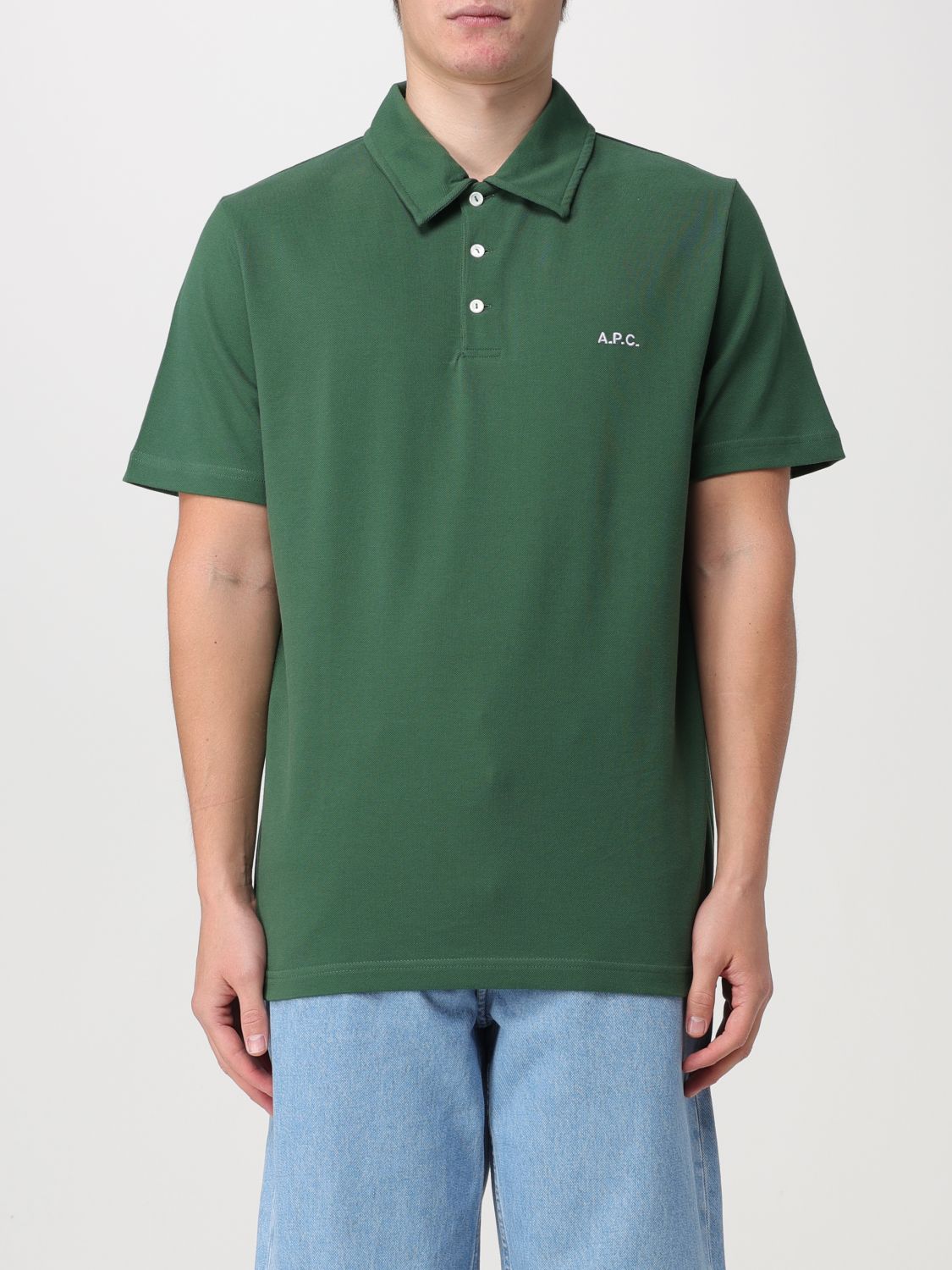 Shop Apc Polo Shirt A.p.c. Men Color Green