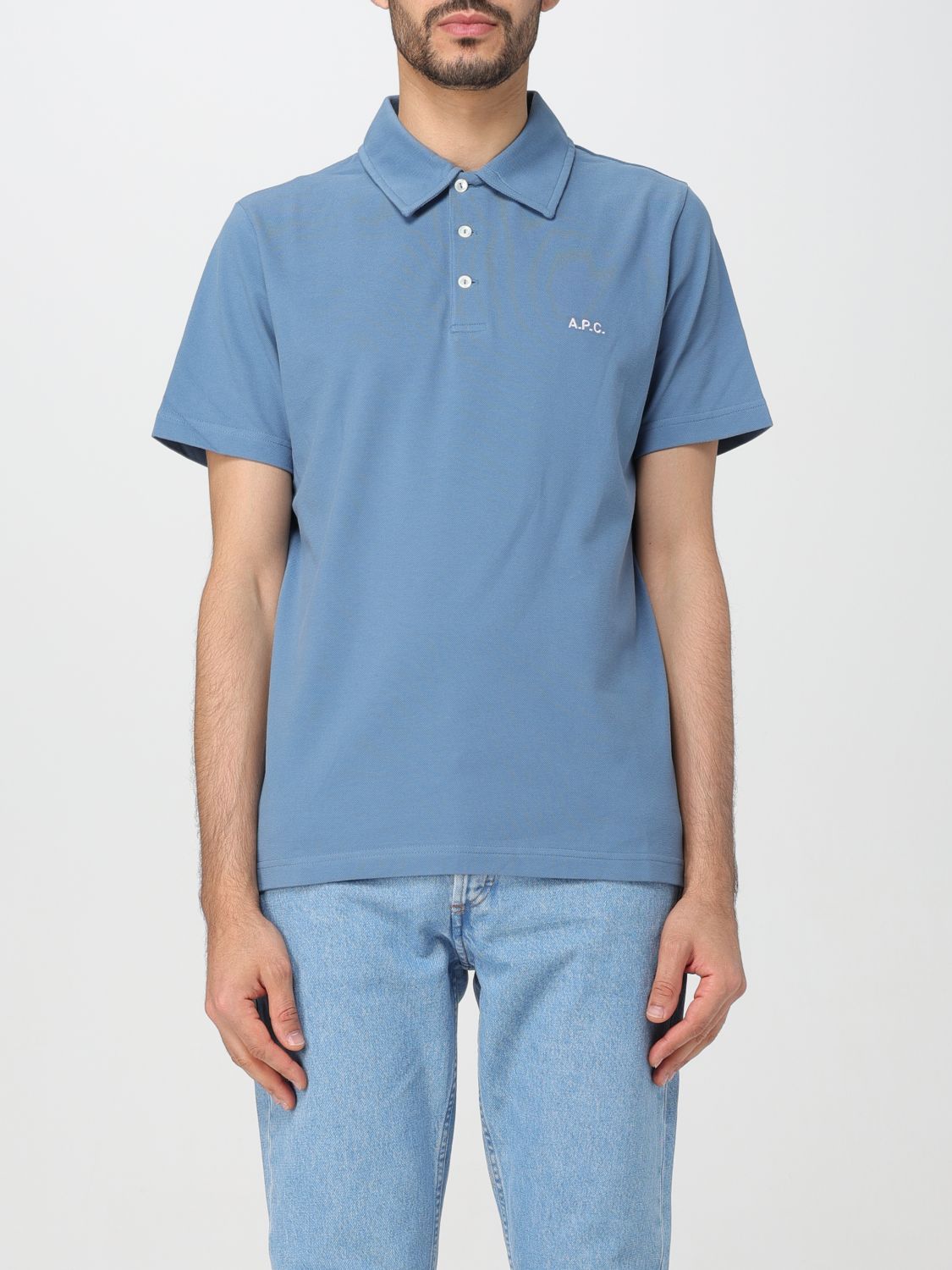 Shop Apc Polo Shirt A.p.c. Men Color Blue 1
