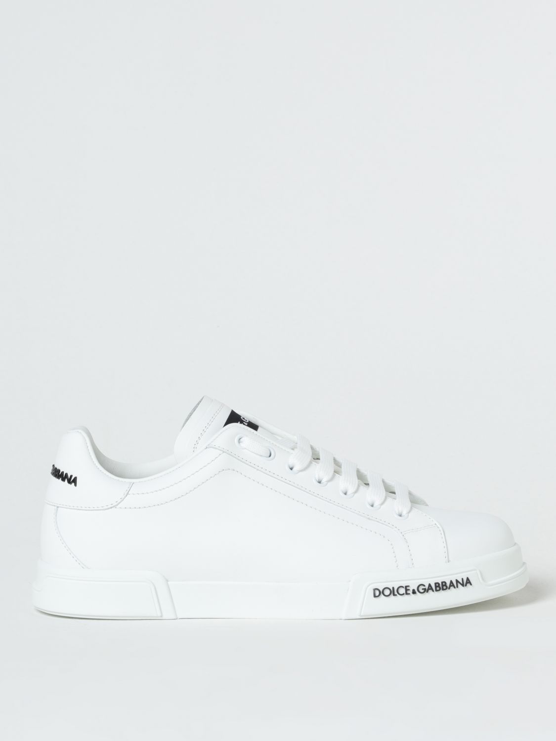 Dolce & Gabbana Portofino Sneakers In Leather In Weiss