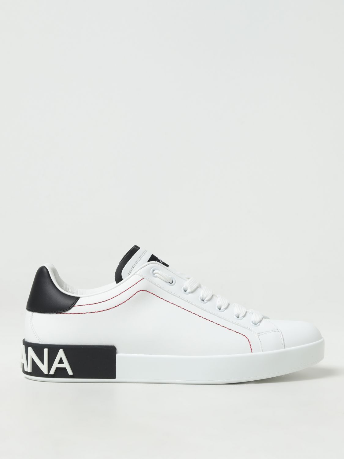 Shop Dolce & Gabbana Leather Sneakers With Logo In White