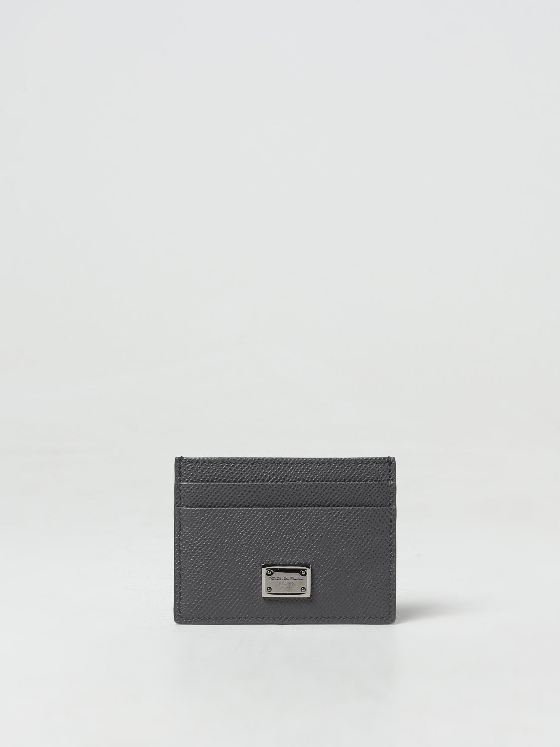 Dolce & Gabbana Credit Card Holder In Grained Leather In 炭黑色