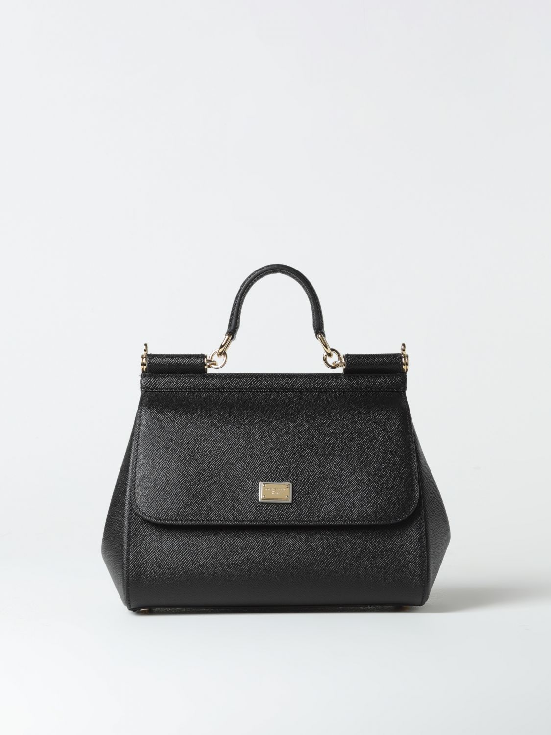 Dolce & Gabbana Sicily Bag In Micro Grained Leather In Black