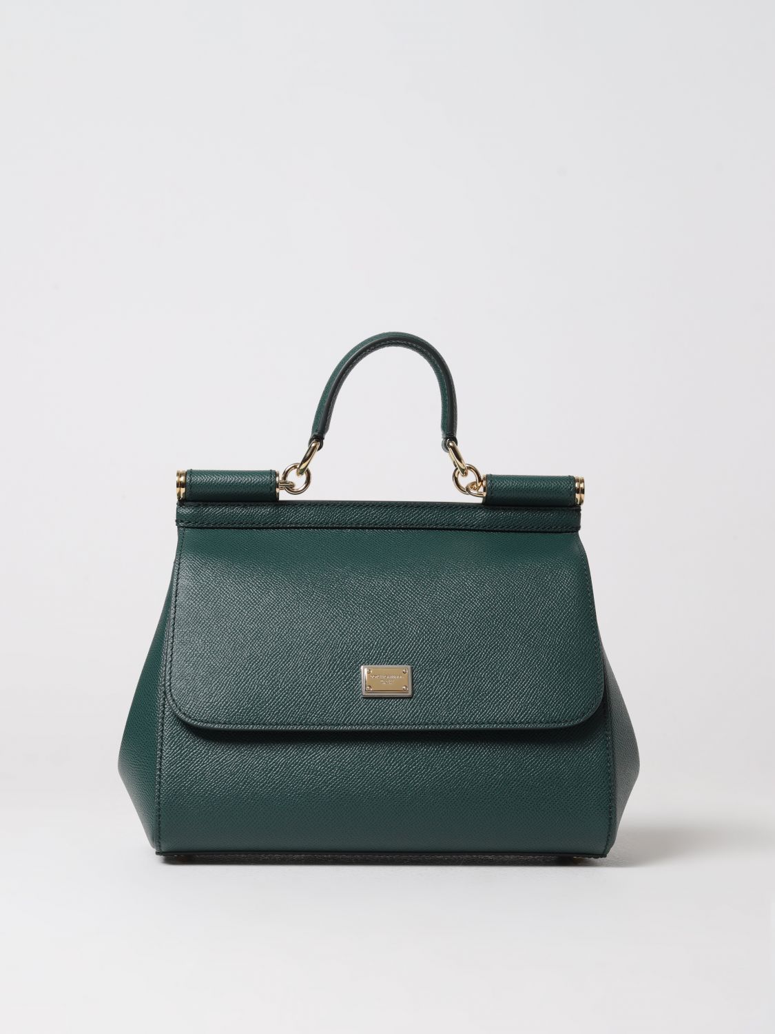 Dolce & Gabbana Sicily Bag In Micro Grained Leather In Green