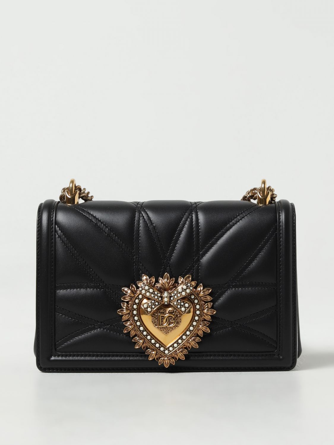 Dolce & Gabbana Devotion Bag In Quilted Leather In Black