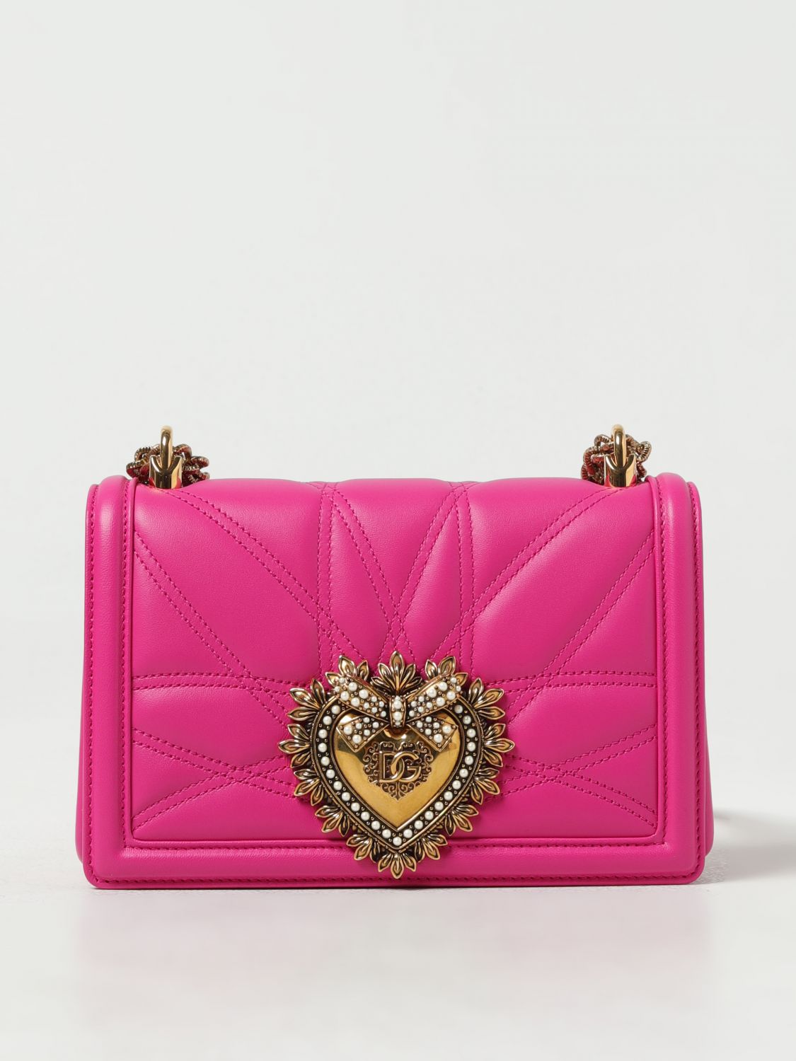 Dolce & Gabbana Devotion Bag In Quilted Leather In Fuchsia