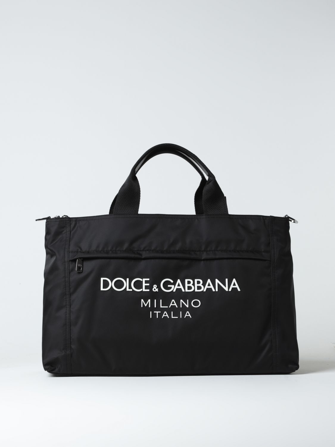 Dolce & Gabbana Nylon Duffle Bag With Logo In Black