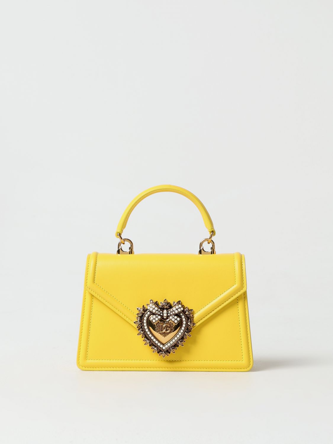Shop Dolce & Gabbana Devotion Bag In Leather In 黄色