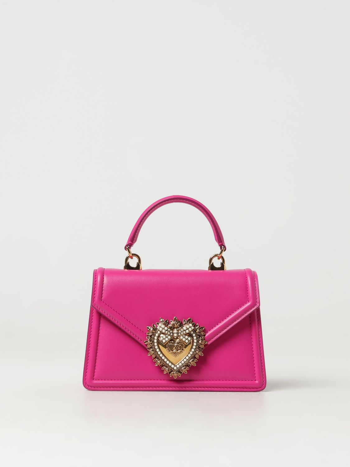 Dolce & Gabbana Devotion Bag In Leather In Pink
