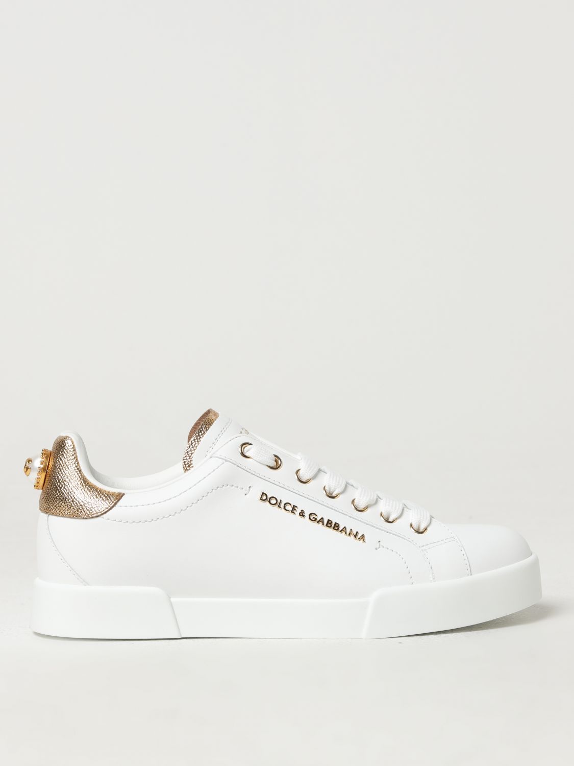 Shop Dolce & Gabbana Portofino Sneakers In Leather In White 1