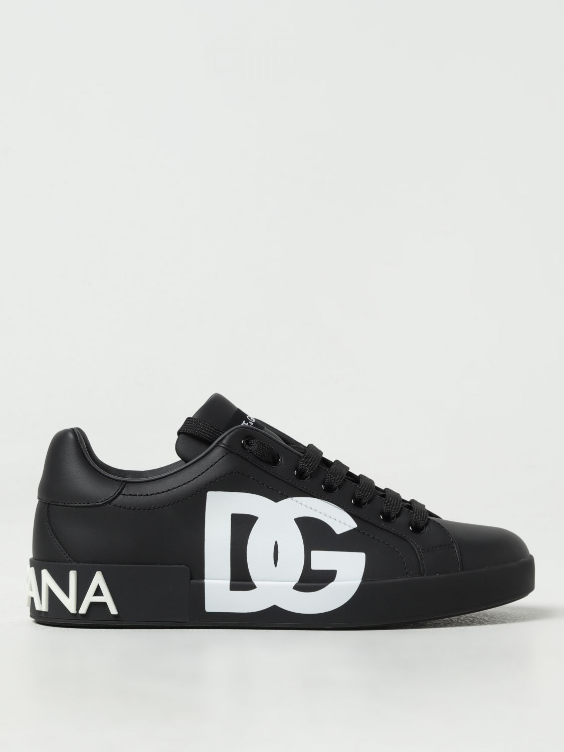Dolce & Gabbana Portofino Sneakers In Leather In Black