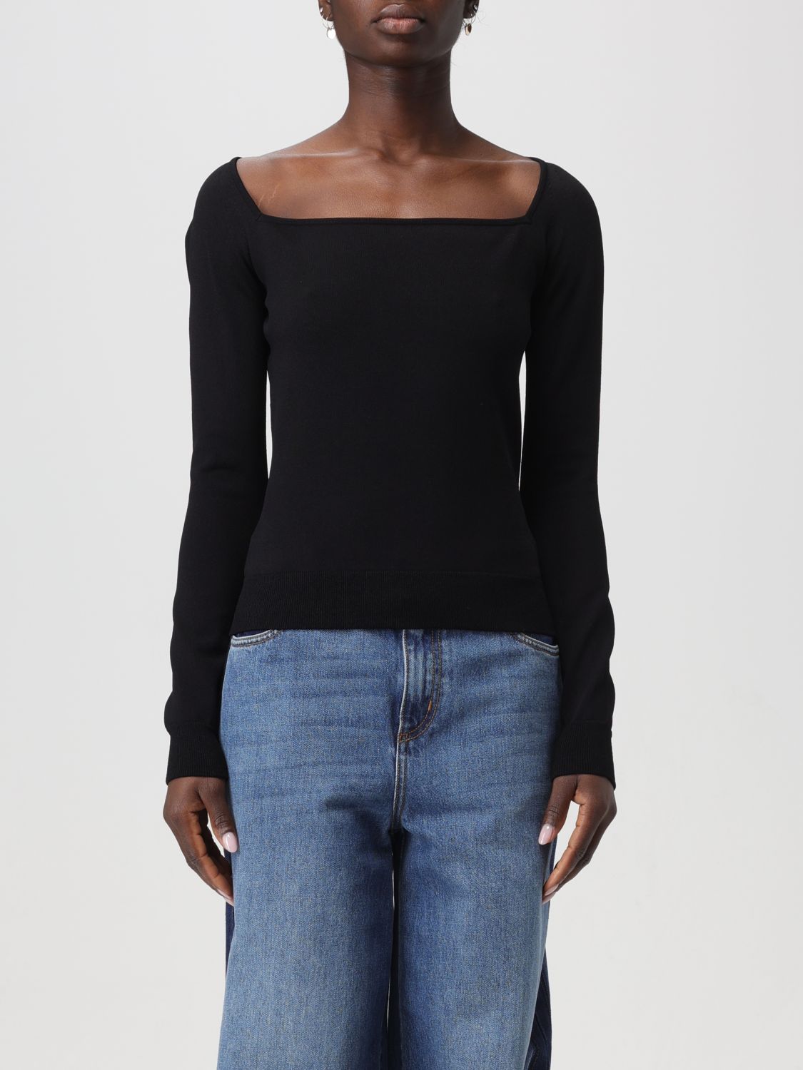 Alexander Mcqueen Square-neck Knit Top In Black