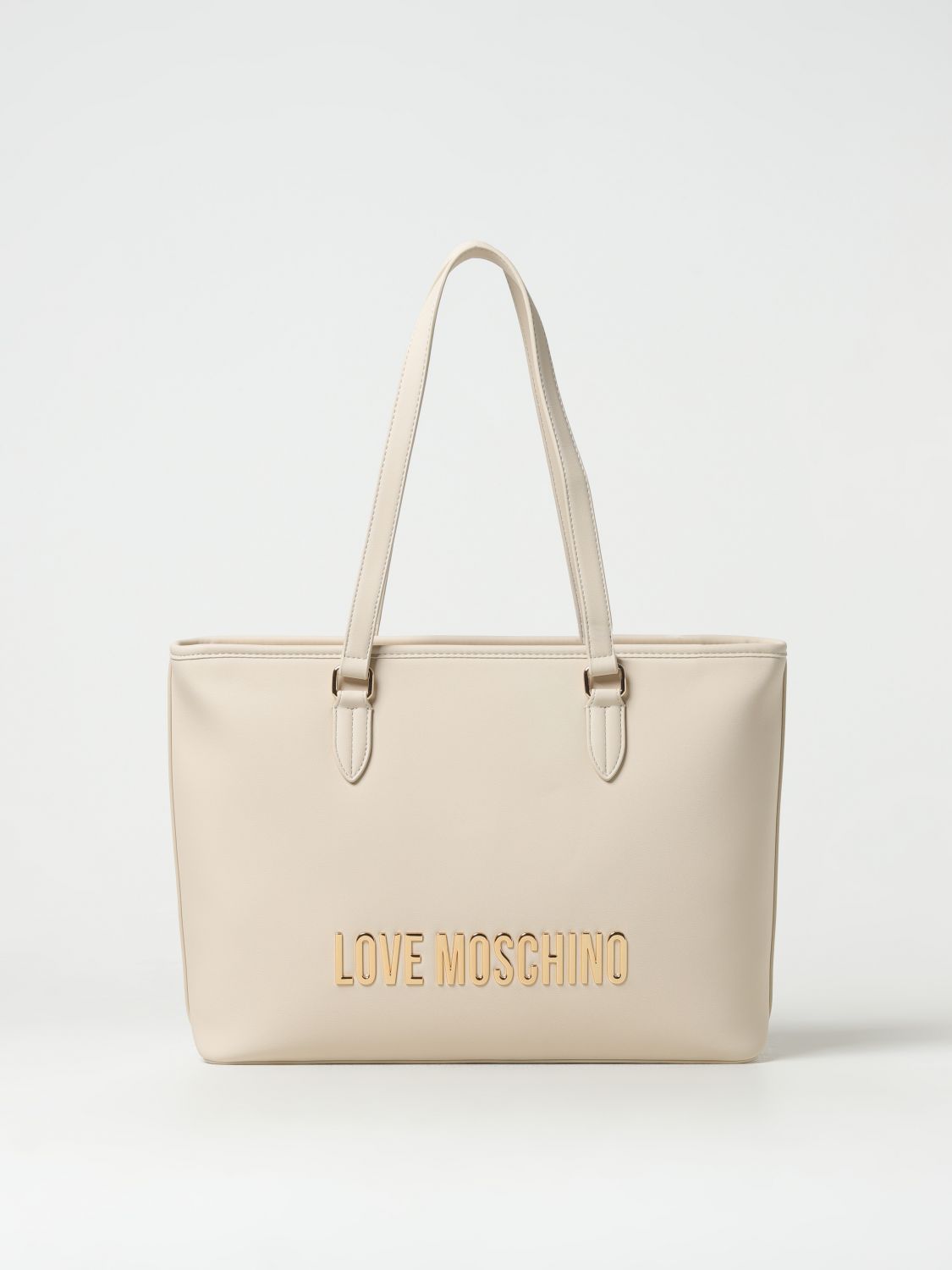Shop Love Moschino Bag In Synthetic Leather With Logo In Ivory