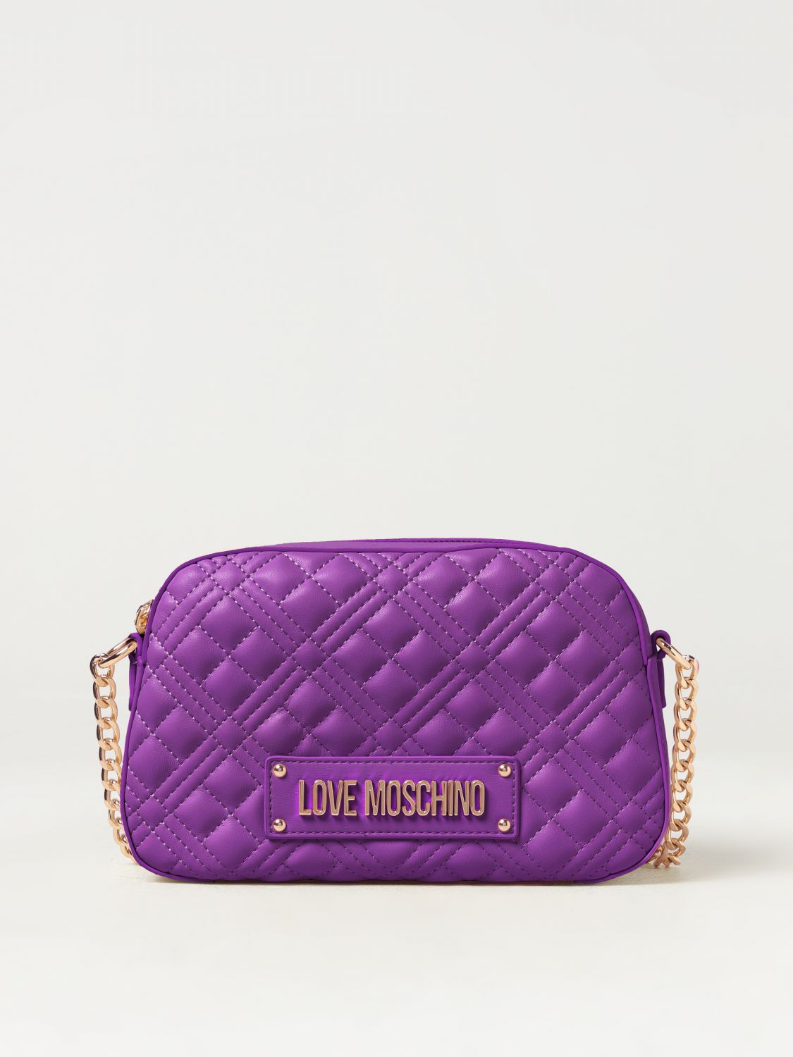 Shop Love Moschino Bag In Quilted Synthetic Leather In Violet