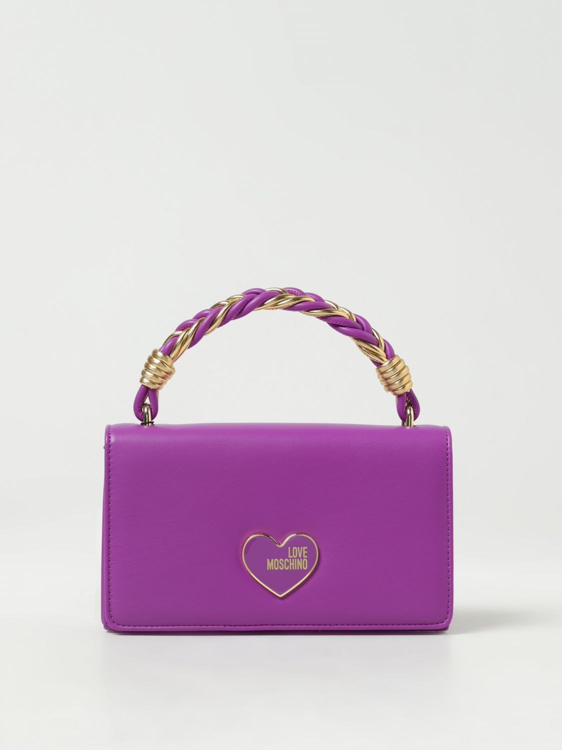 Shop Love Moschino Bag In Synthetic Leather With Shoulder Strap In Violet