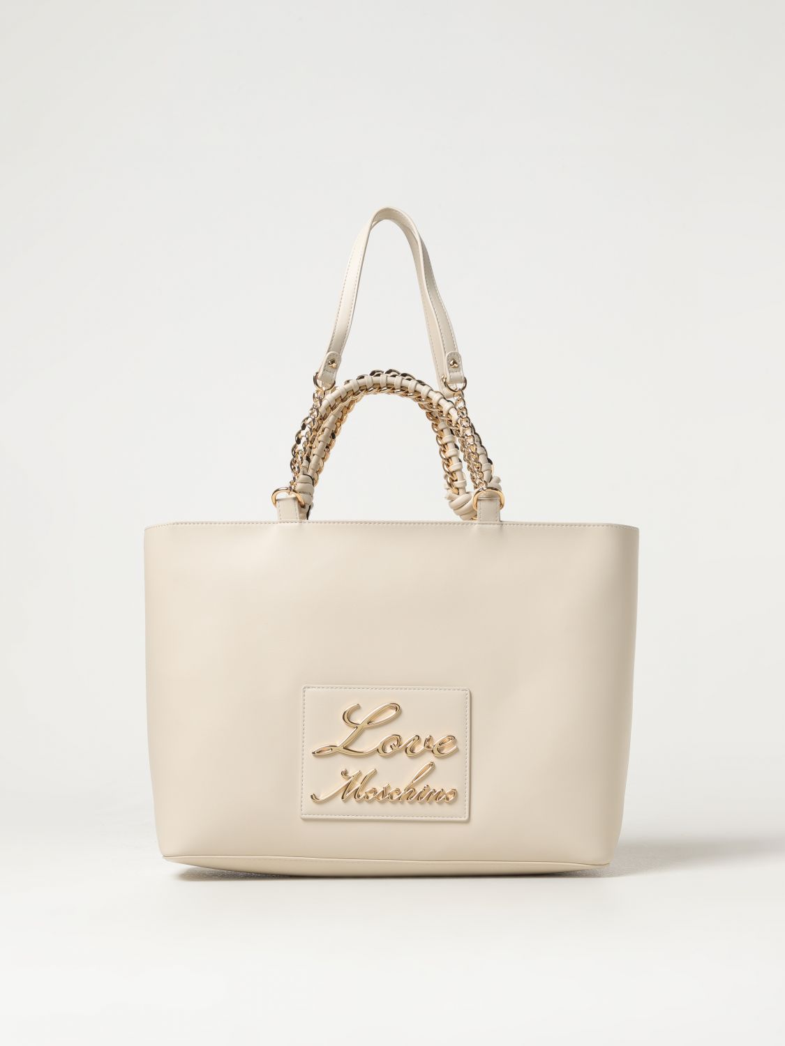 LOVE MOSCHINO: bag in synthetic leather with logo - Ivory